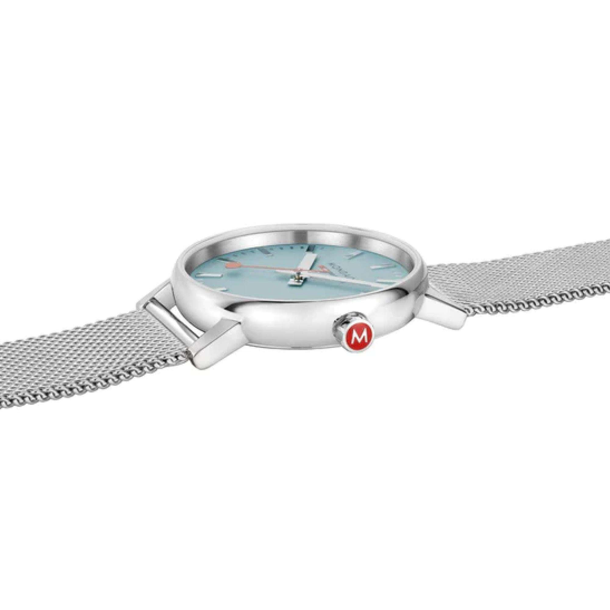 Mondaine Evo2 Quartz Turquoise Dial Stainless Steel Bracelet Unisex Watch MSE.35140.SM