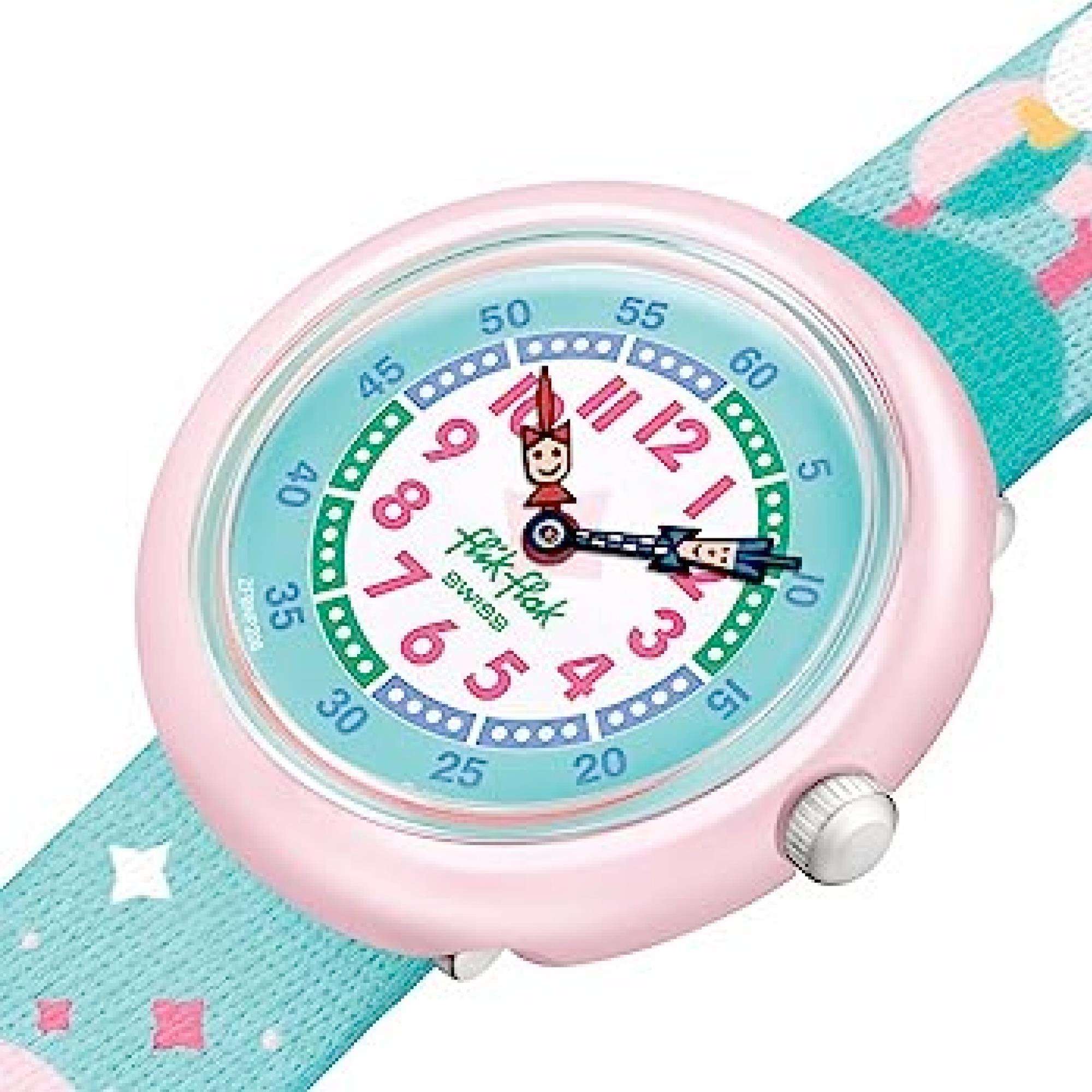 Flik Flak Rainbow Dreams Blue Rainbow Fabric Strap Kids Watch FBNP194