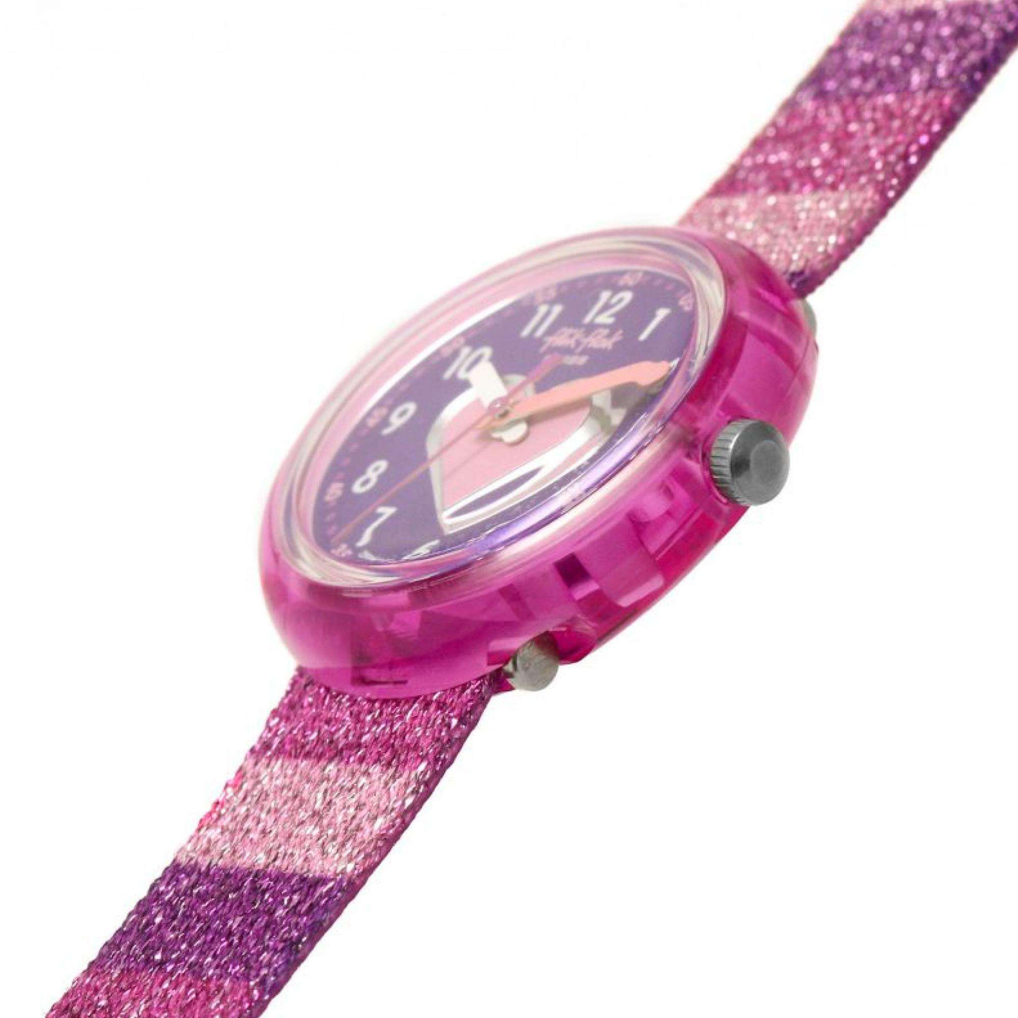 Flik Flak Childrens Stripy Glitter Colour My Life Watch FPNP127