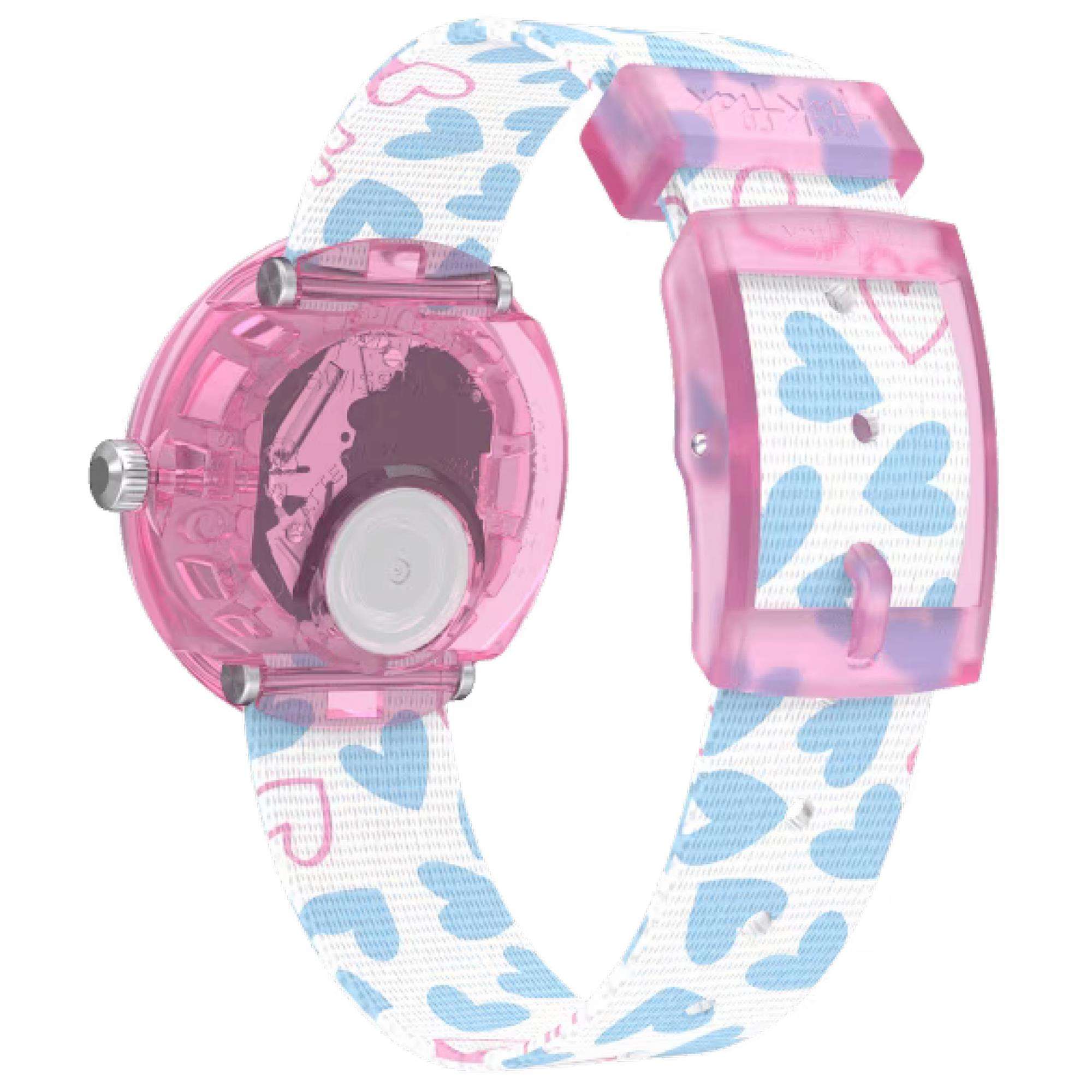 Flik Flak Colour Crush White Blue Fabric Heart Strap Kids Watch FBNP192