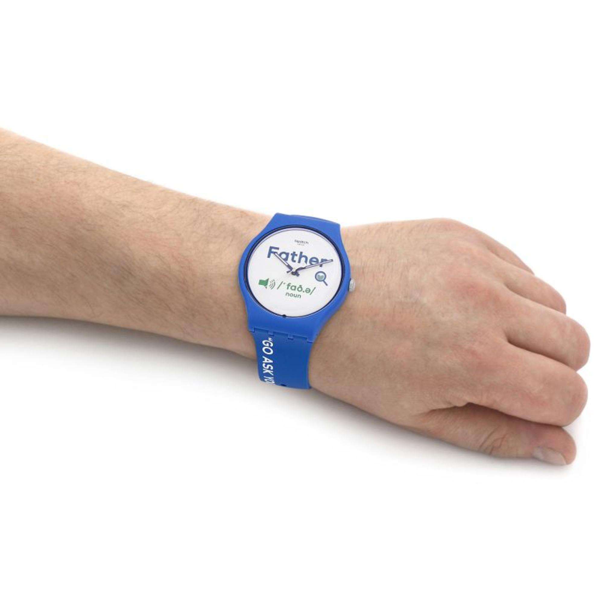 Swatch ALL ABOUT DAD New Gent White Dial Watch SO29Z704