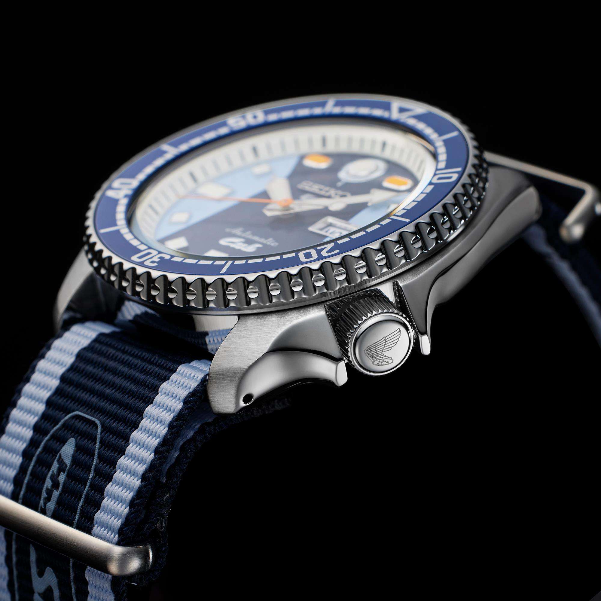 Seiko 5 Sports x Honda Super Cub III Automatic Blue Dial Blue NATO Strap Men's Watch SRPK37K1
