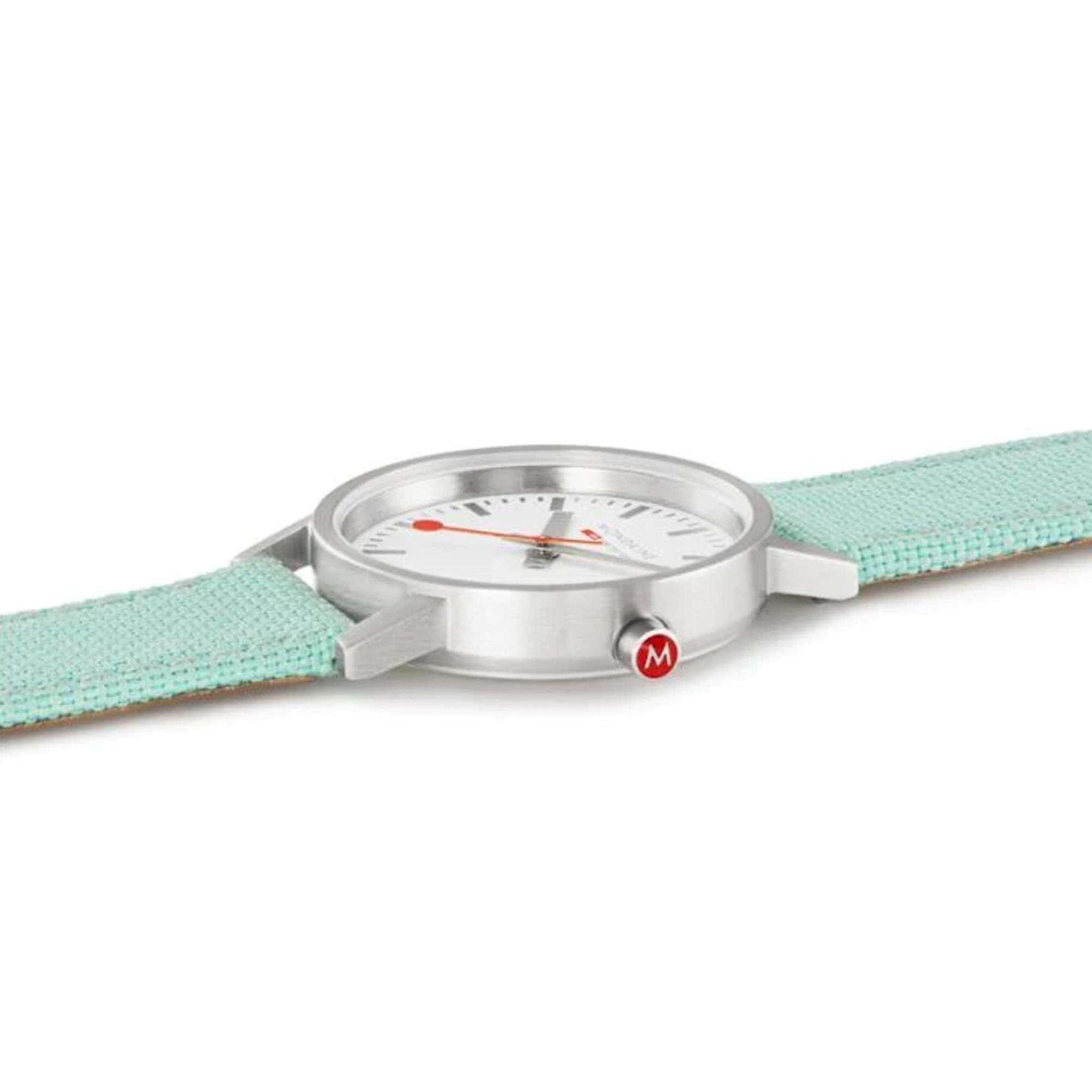 Mondaine Classic Quartz White Dial Green Textile Strap Ladies Watch A658.30323.17SBQ
