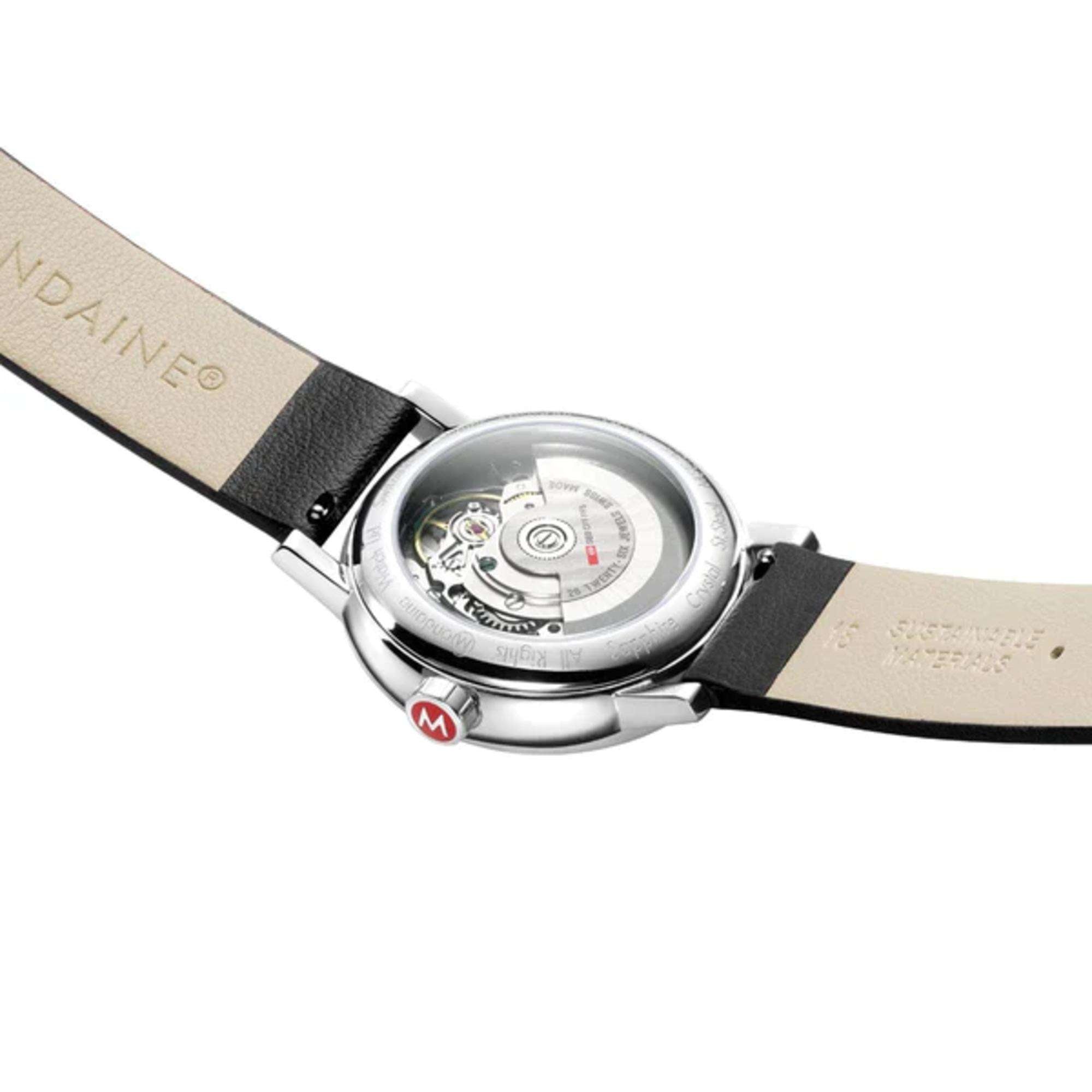 Mondaine Evo2 Automatic White Dial Black Leather Strap Unisex Watch MSE.35610.LBV