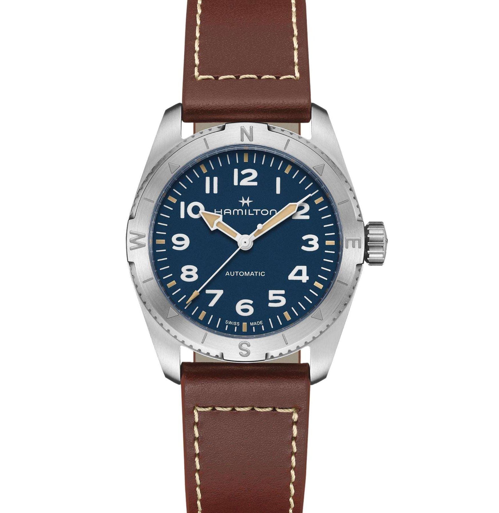 Hamilton Khaki Field Expedition Auto Blue Dial Brown Leather Strap Men's Watch H70315540