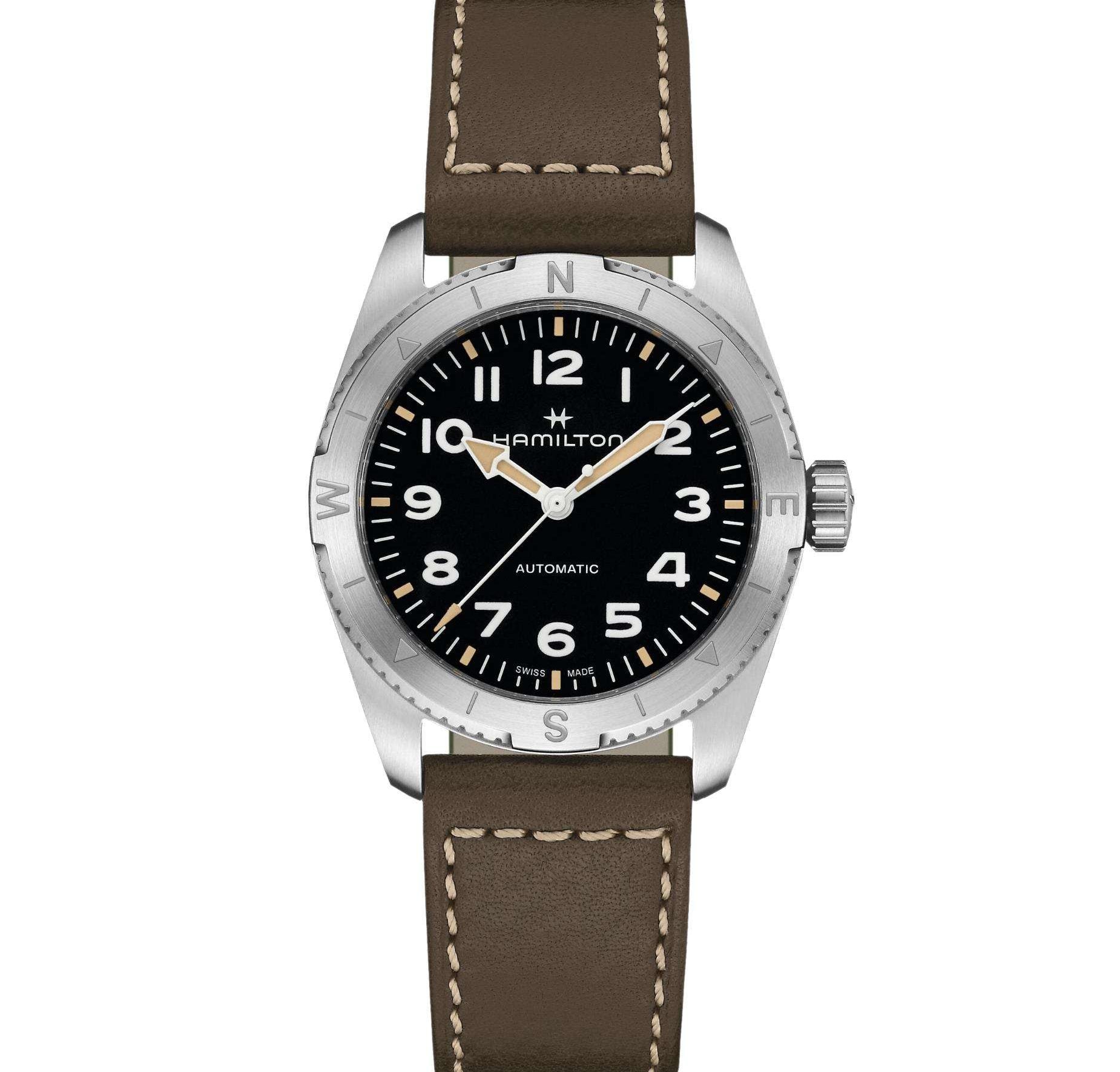 Hamilton Khaki Field Expedition Auto Black Dial Brown Leather Strap Men's Watch H70225830