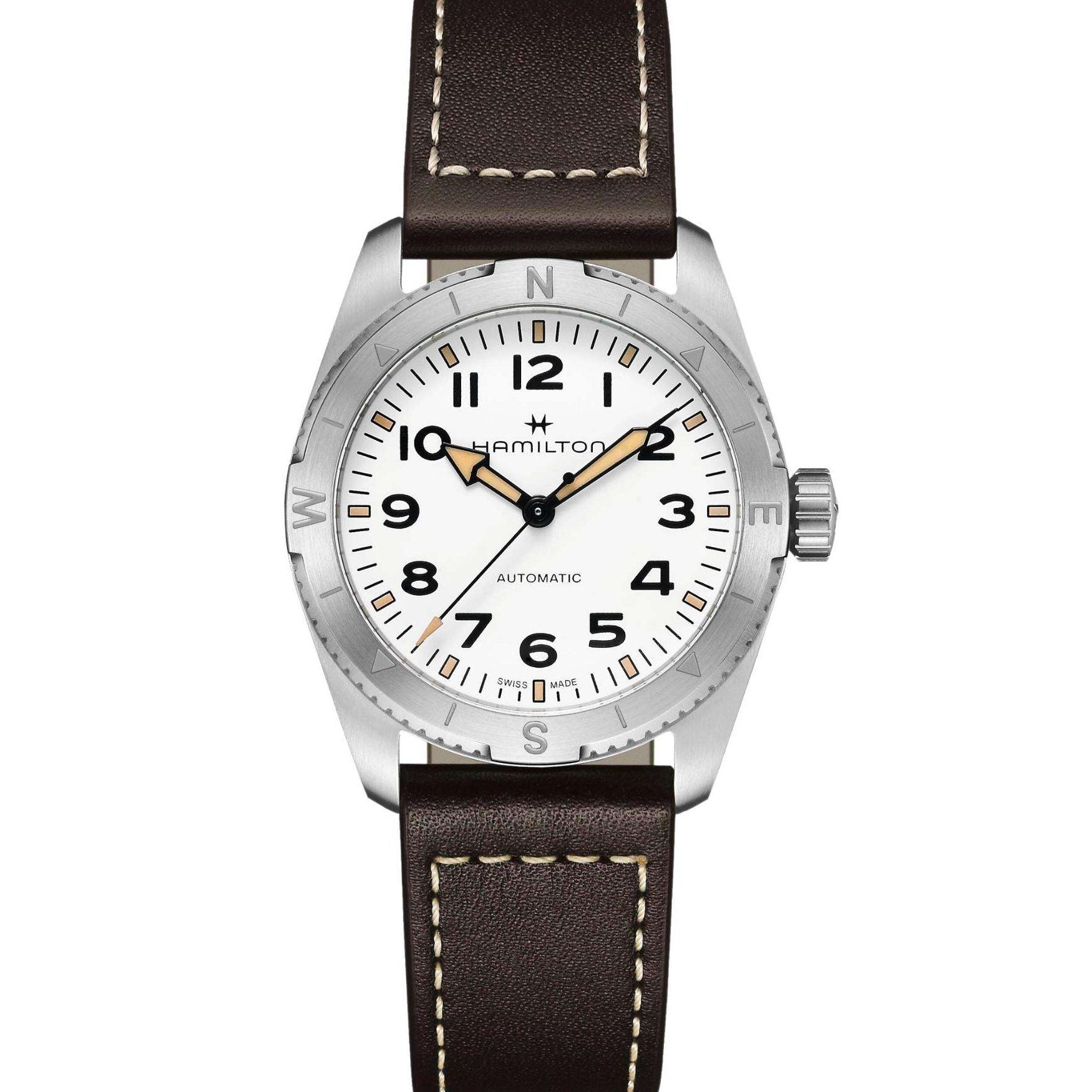 Hamilton Khaki Field Expedition Auto White Dial Brown Leather Strap Men's Watch H70315510