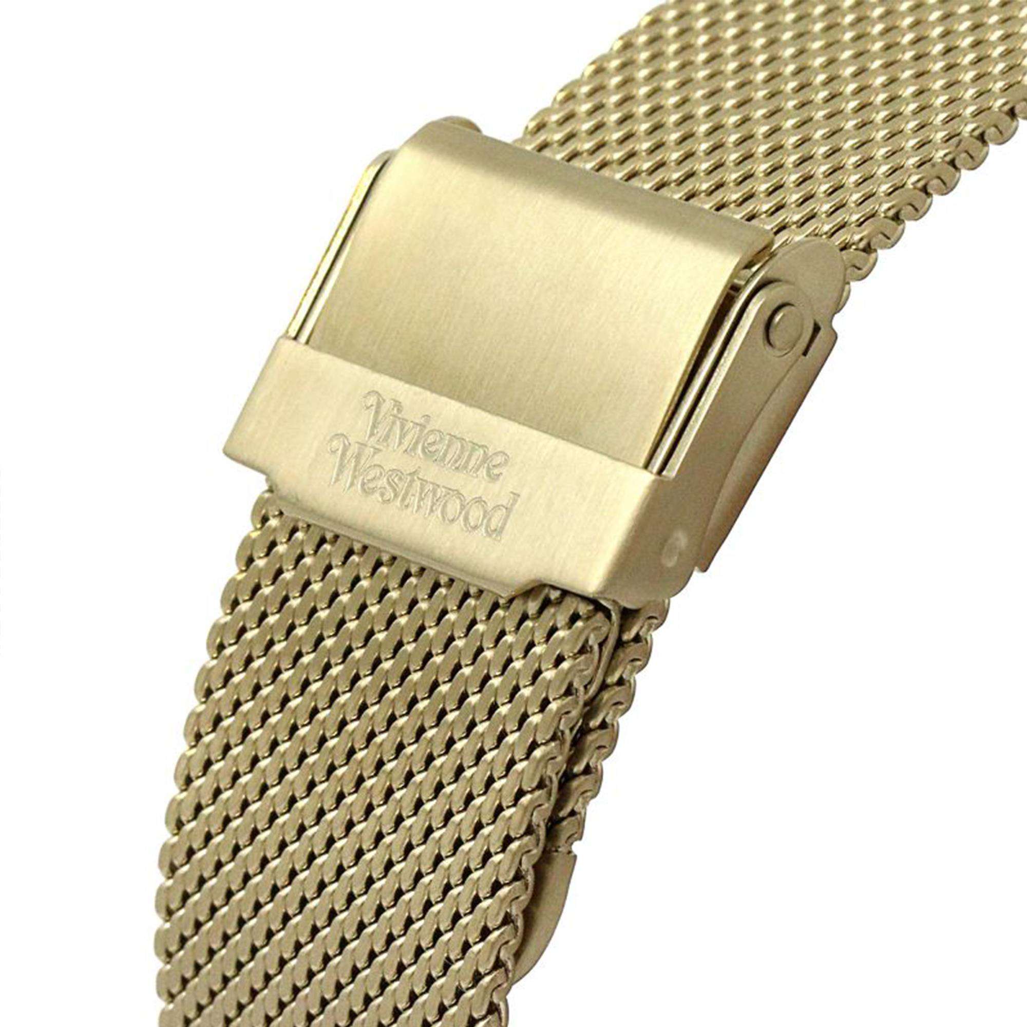 Vivienne Westwood Warwick Mesh Quartz Movement Green Dial Gold-plated Stainless Steel Bracelet Ladies Watch VV213GRGDMH