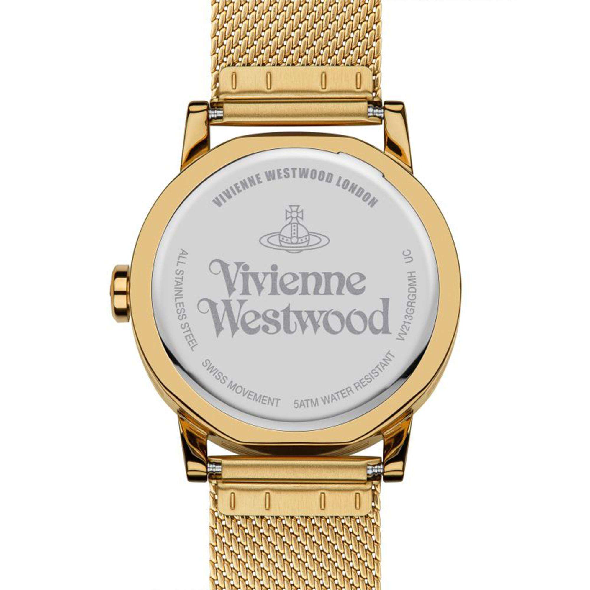 Vivienne Westwood Warwick Mesh Quartz Movement Green Dial Gold-plated Stainless Steel Bracelet Ladies Watch VV213GRGDMH