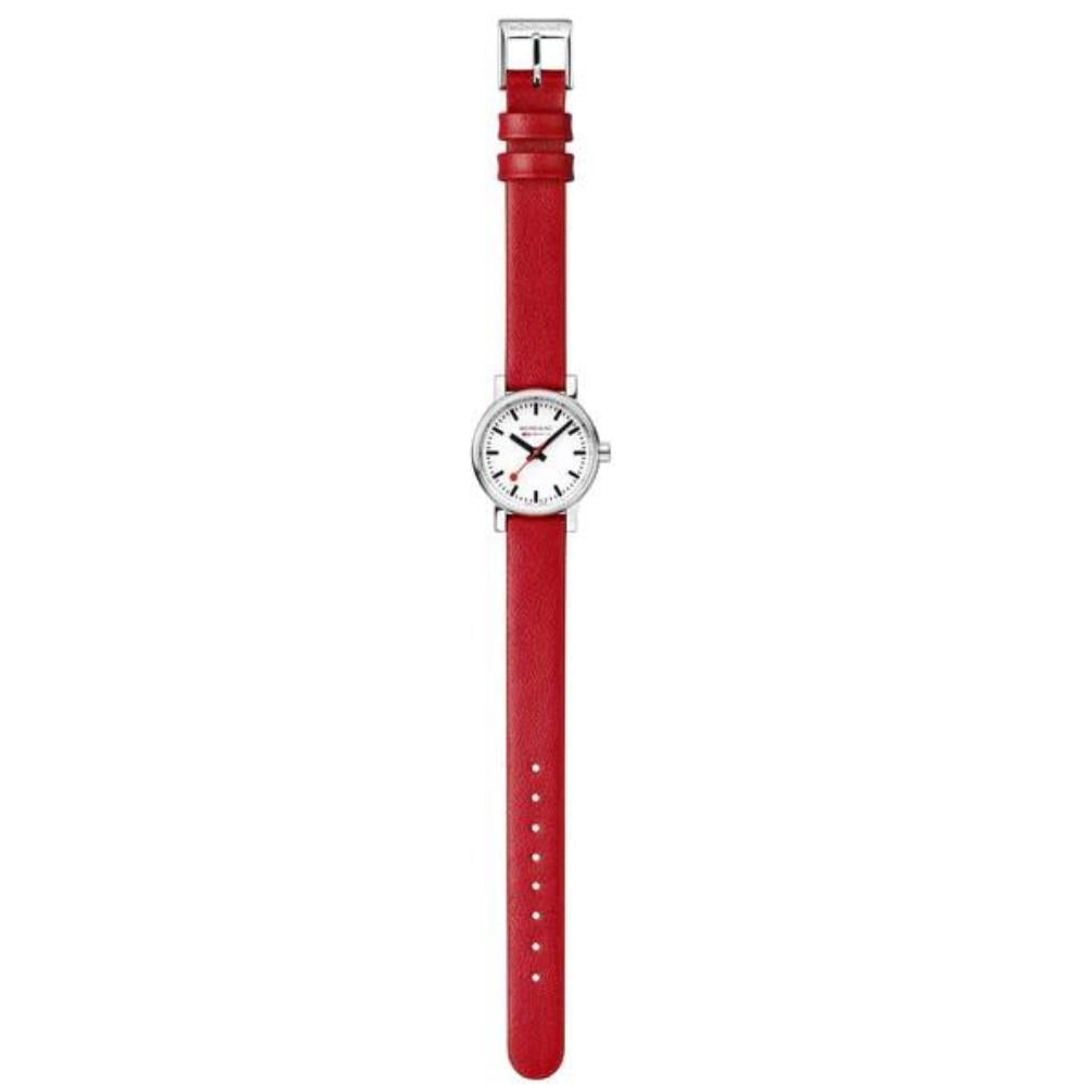 Mondaine Evo2 White Dial Red Vegan Grape Leather Ladies Watch MSE.26110.LCV