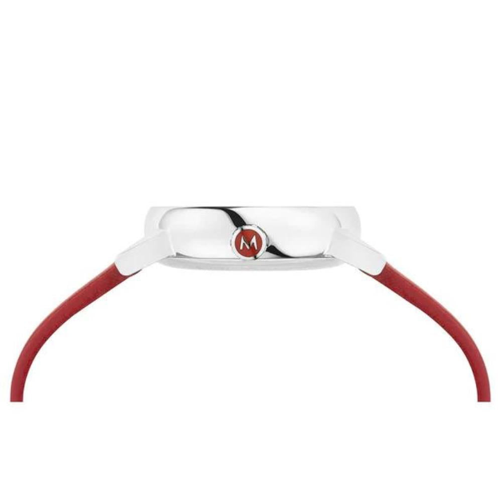 Mondaine Evo2 White Dial Red Vegan Grape Leather Ladies Watch MSE.26110.LCV