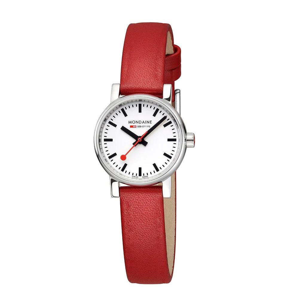 Mondaine Evo2 White Dial Red Vegan Grape Leather Ladies Watch MSE.26110.LCV