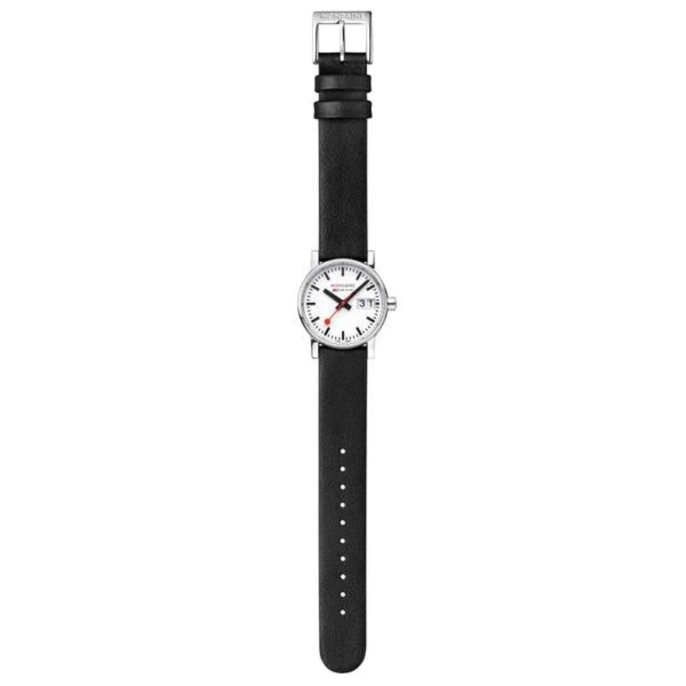 Mondaine Evo2 Black Vegan Grape Leather White Dial Women's Watch MSE.30210.LBV