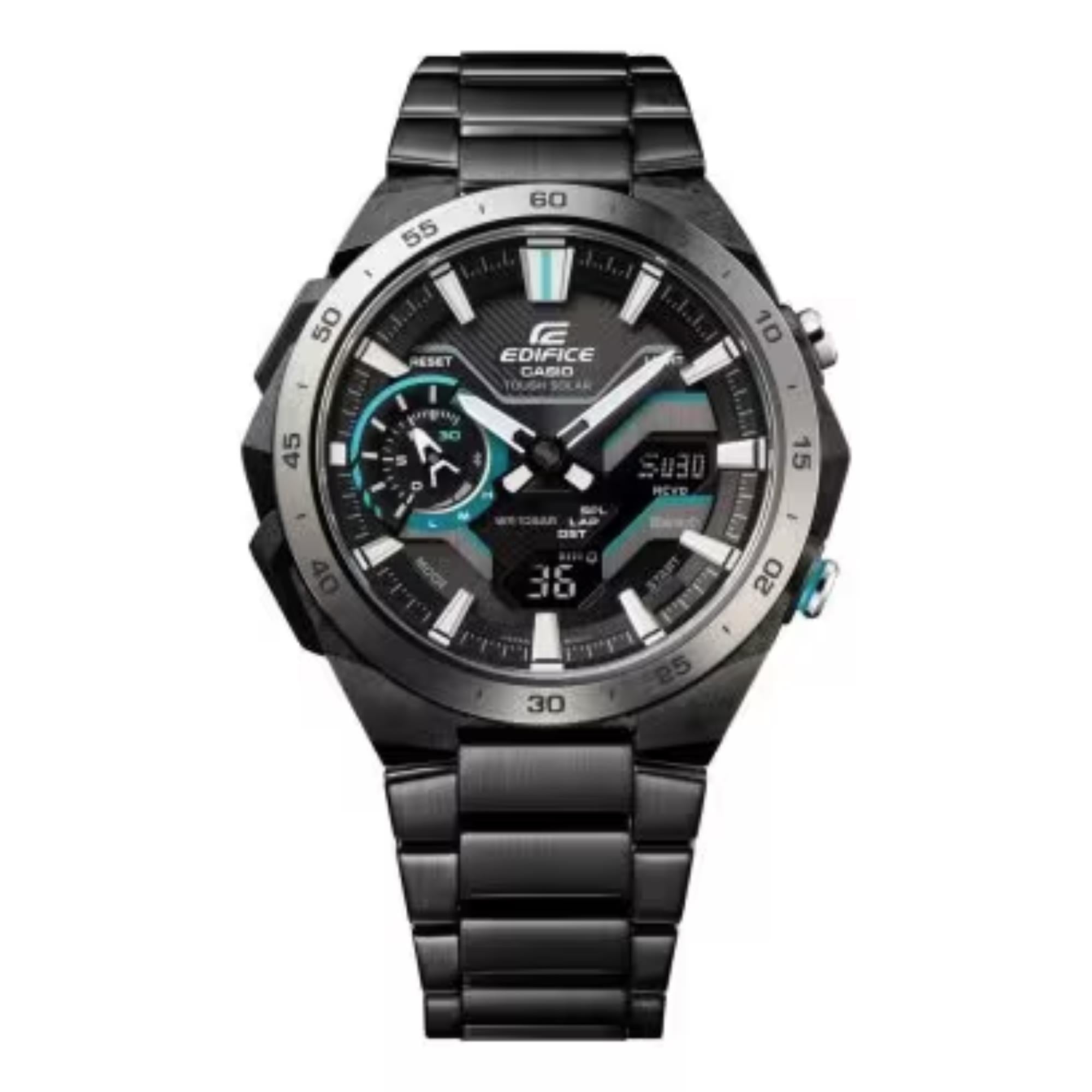 Casio Edifice Windflow Solar Quartz Black Dial Black IP Stainless Steel Bracelet Men’s Watch ECB-2200DD-1A