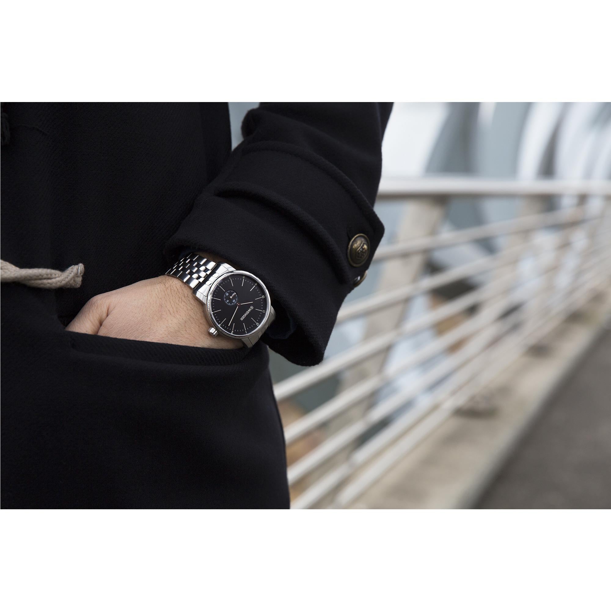 Wenger Urban Classic Quartz Black Dial Black Stainless Steel Bracelet Men's Watch 01.1741.105