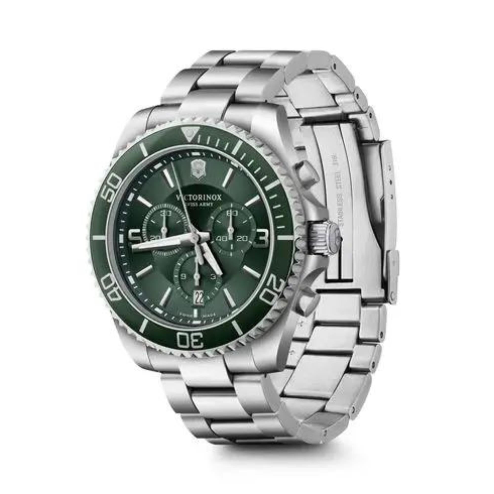 Victorinox Maverick Chronograph Quartz Green Dial Stainless Steel Strap Men's Watch 241946