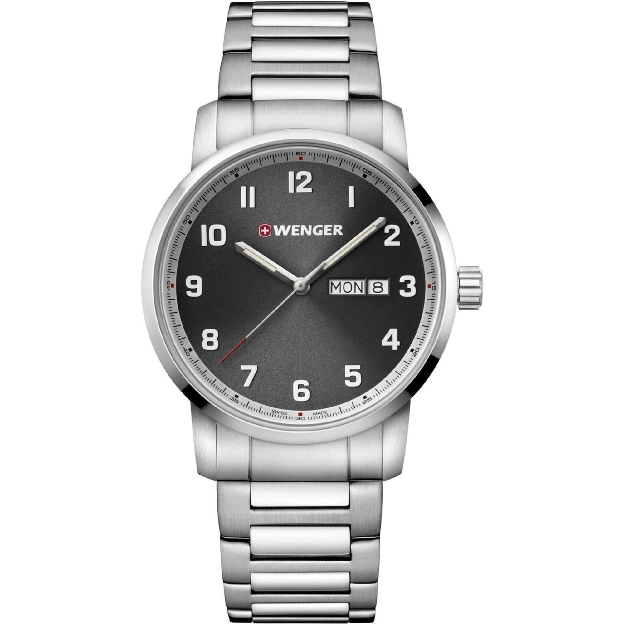 Wenger Attitude Heritage Quartz Black Dial Stainless Steel Bracelet Men's Watch 01.1541.119