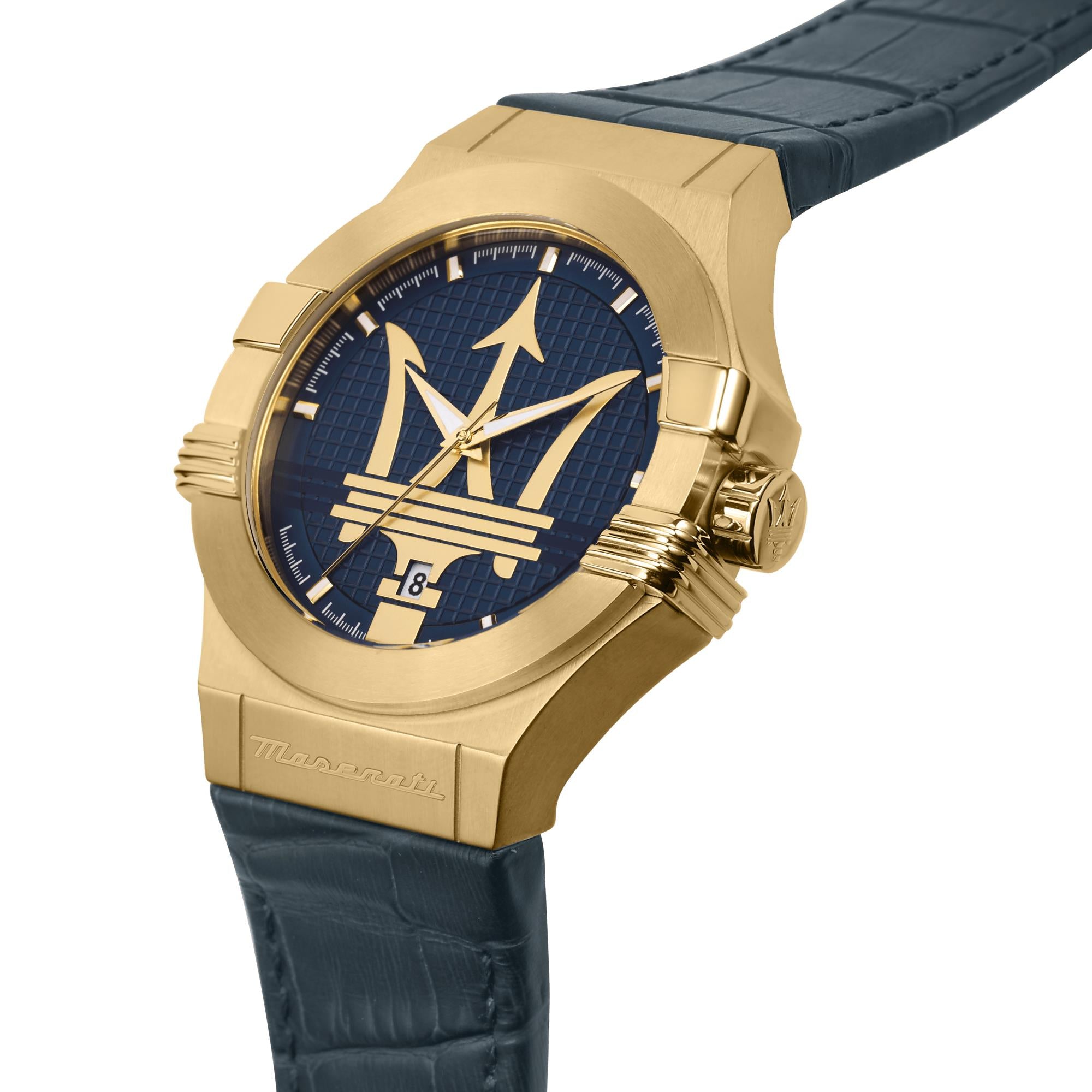 Maserati Potenza Quartz Blue Dial Blue Leather Strap Men's Watch R8851108035