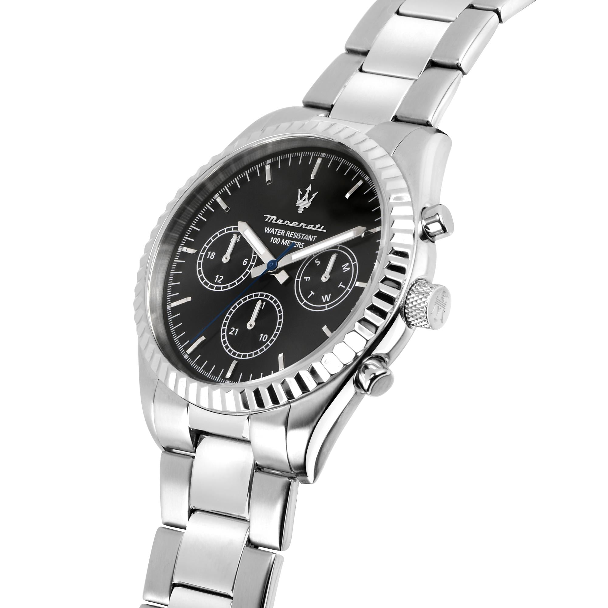 Maserati Competizione Quartz Black Chronograph Dial Steel Bracelet Men's Watch R8853100023