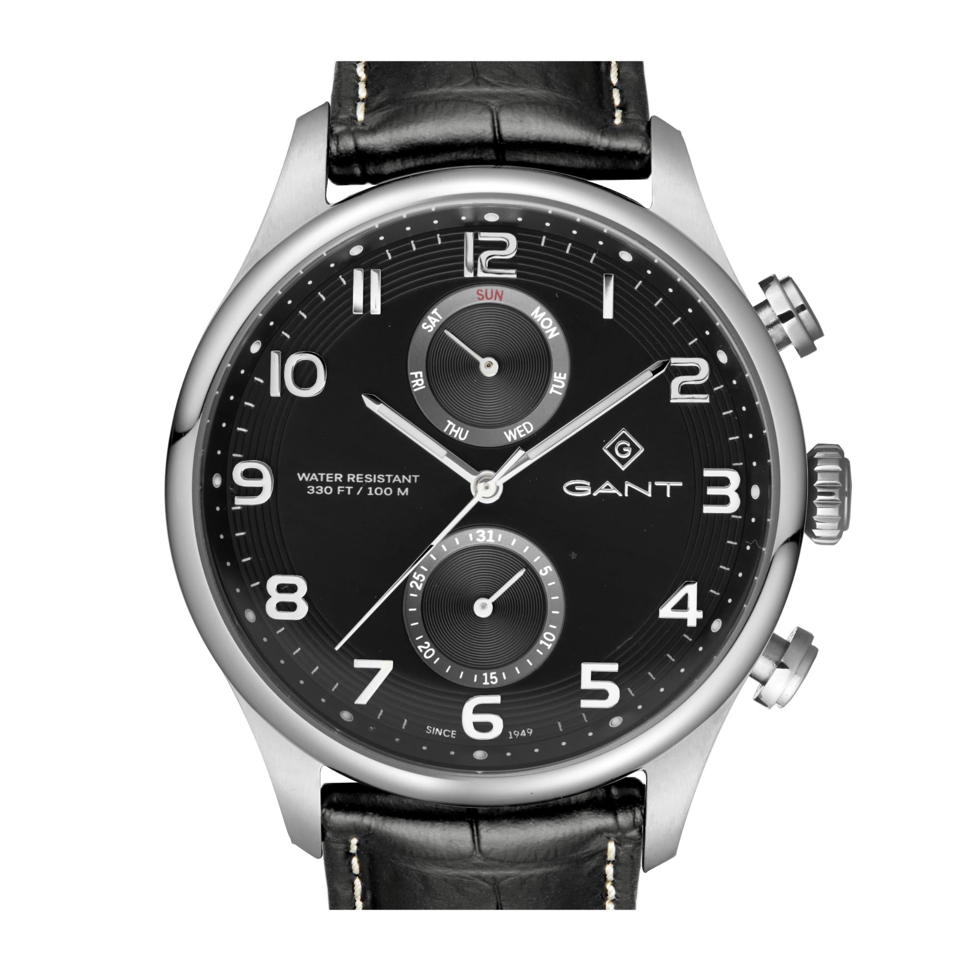 Gant Southampton Quartz Black Chronograph Dial Black Leather Strap Men's Watch G175001