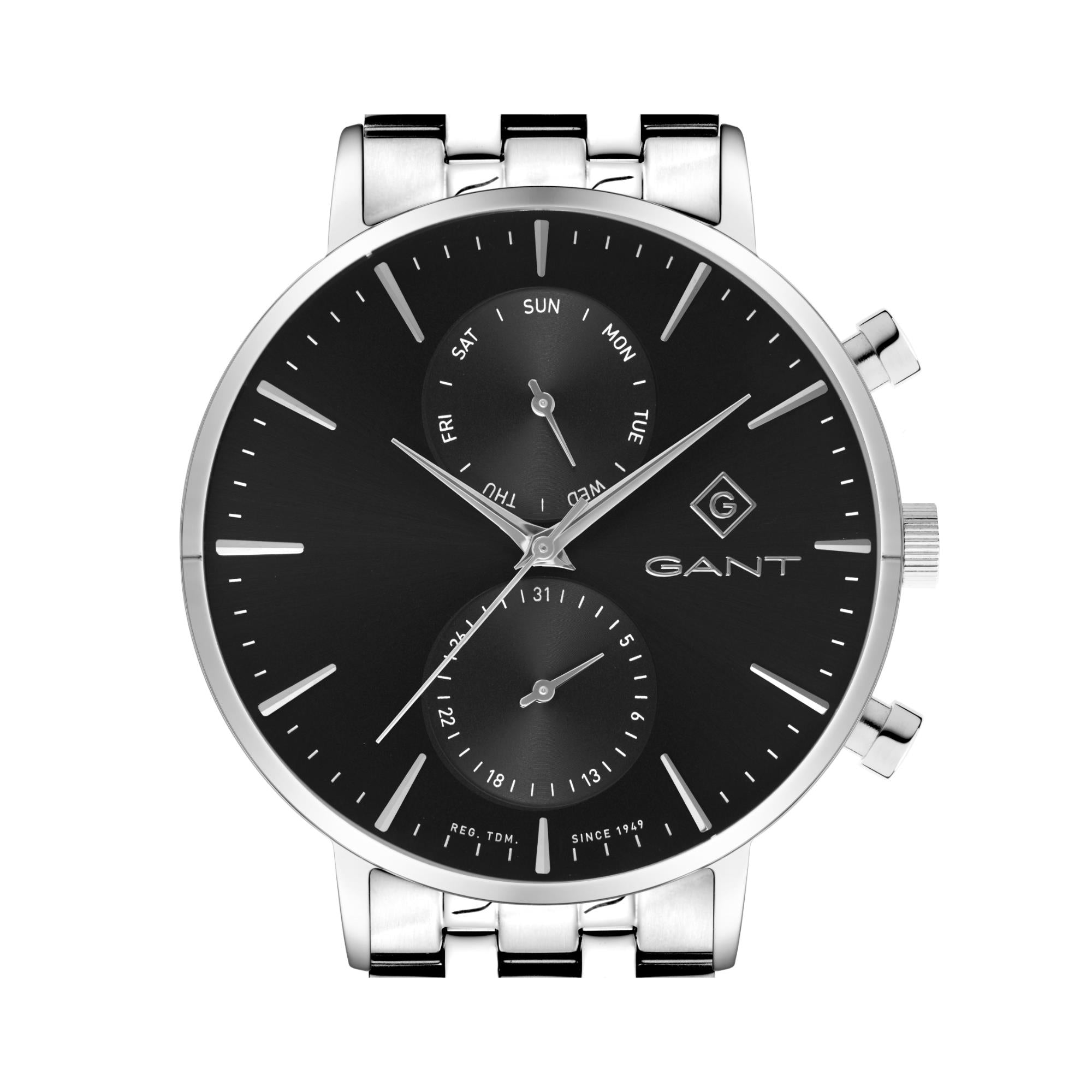 Gant Park Hill Day-Date II Quartz Black Chronograph Dial Steel Bracelet Mens Watch G121012