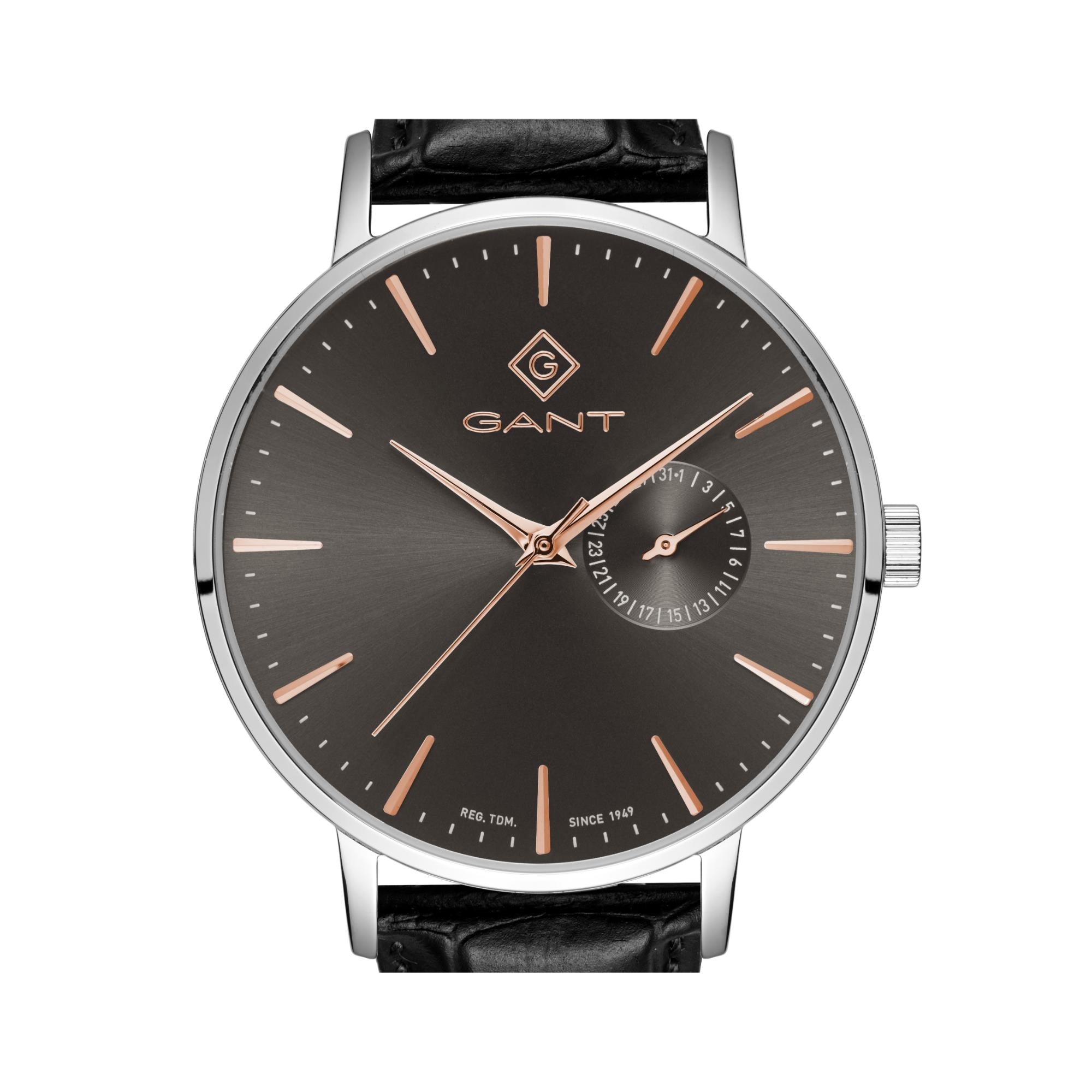 Gant Park Hill III Quartz Grey Dial Black Leather Strap Men's Watch G105012