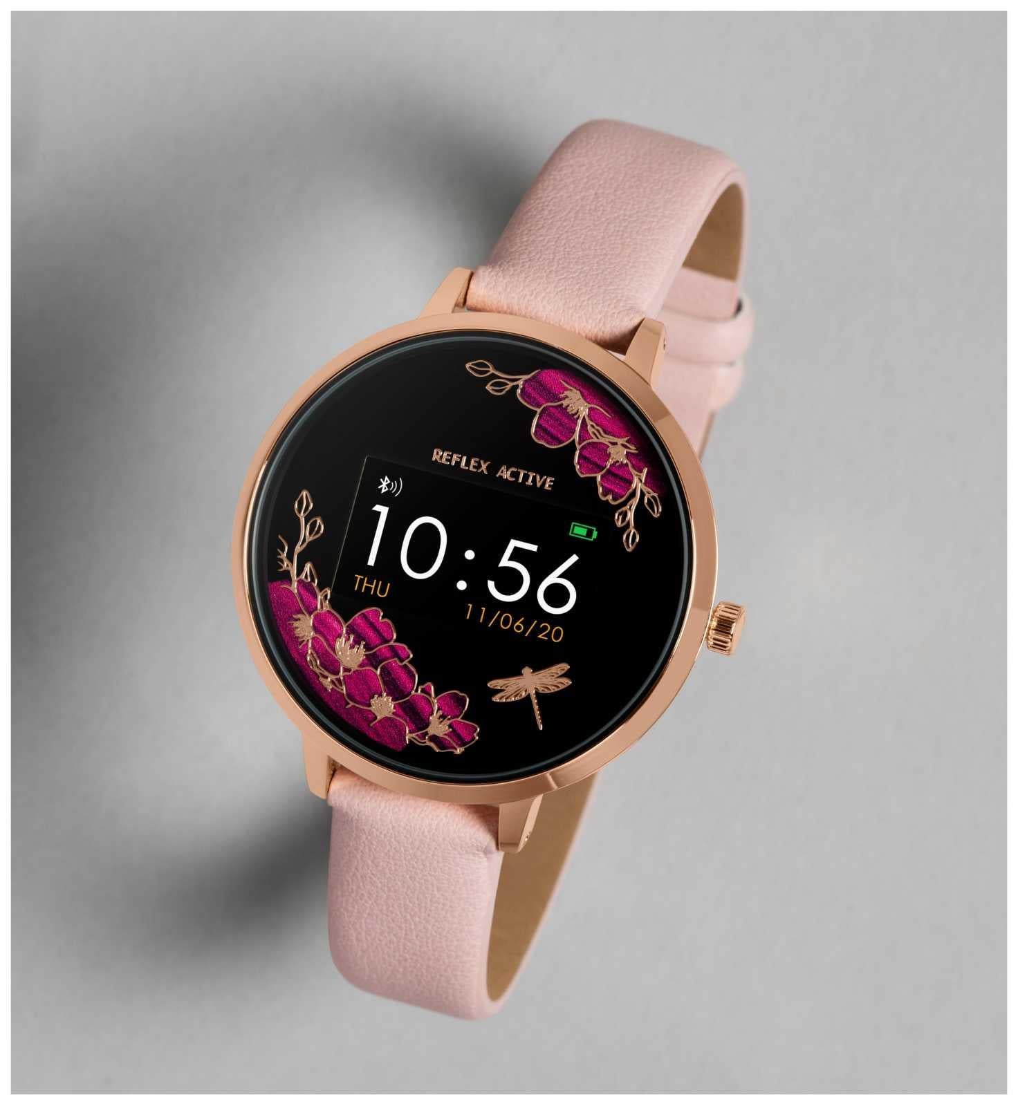 Reflex Active Series 3 Quartz Digital Dial Pink Faux Leather Strap Ladies Smart Watch RA03-2038