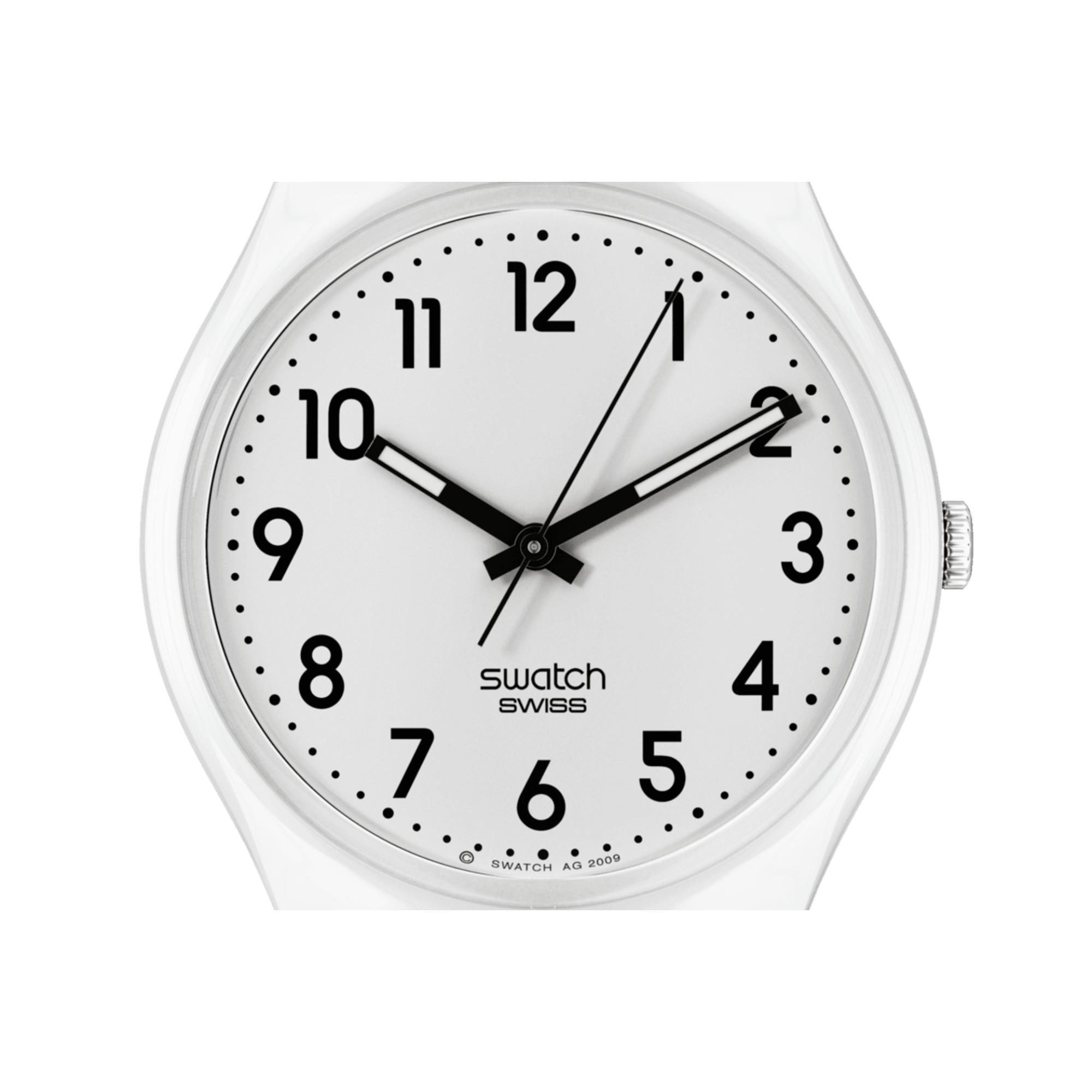 Swatch Just White Soft Quartz White Dial Silicone Strap Unisex Watch SO28W107-S14