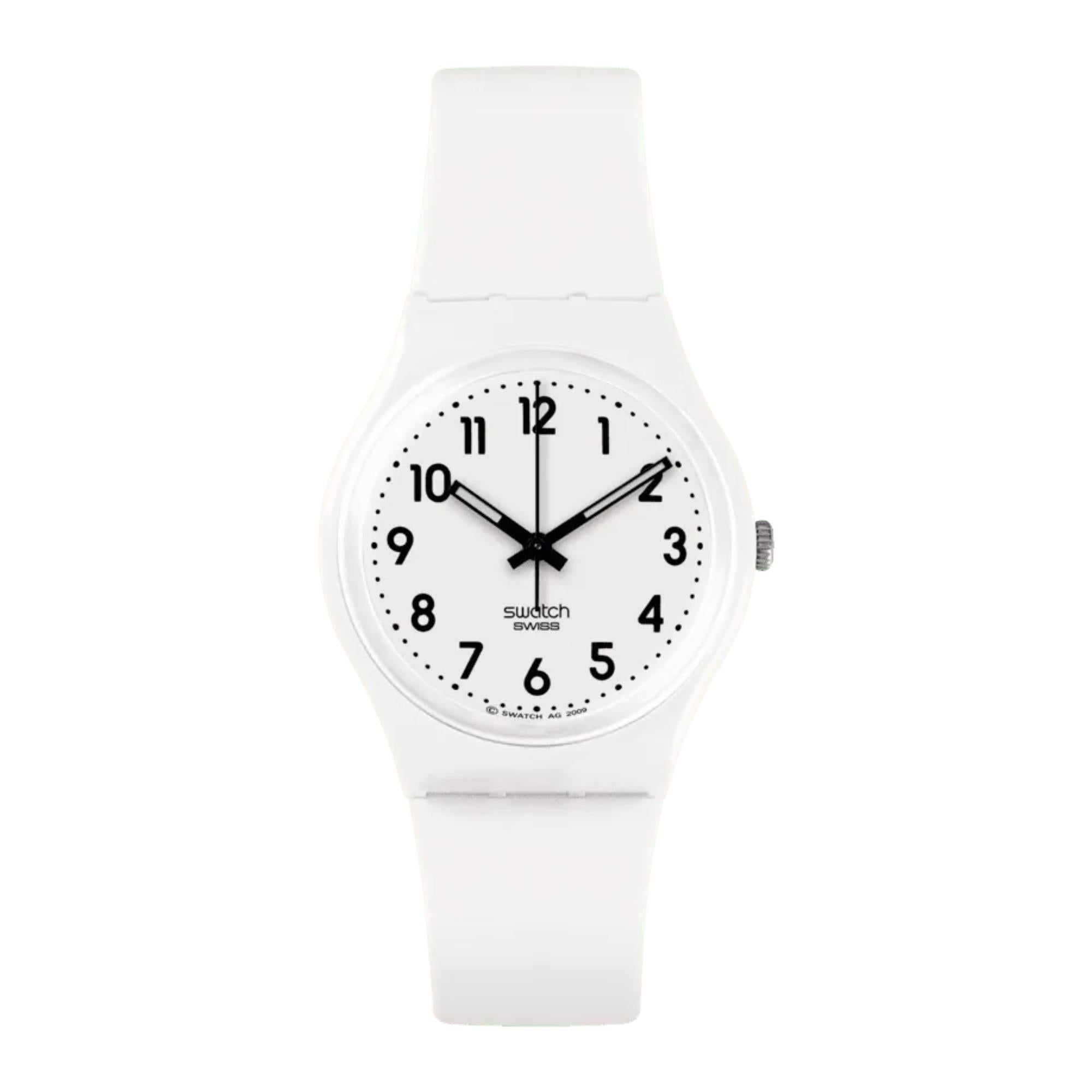 Swatch Just White Soft Quartz White Dial Silicone Strap Unisex Watch SO28W107-S14