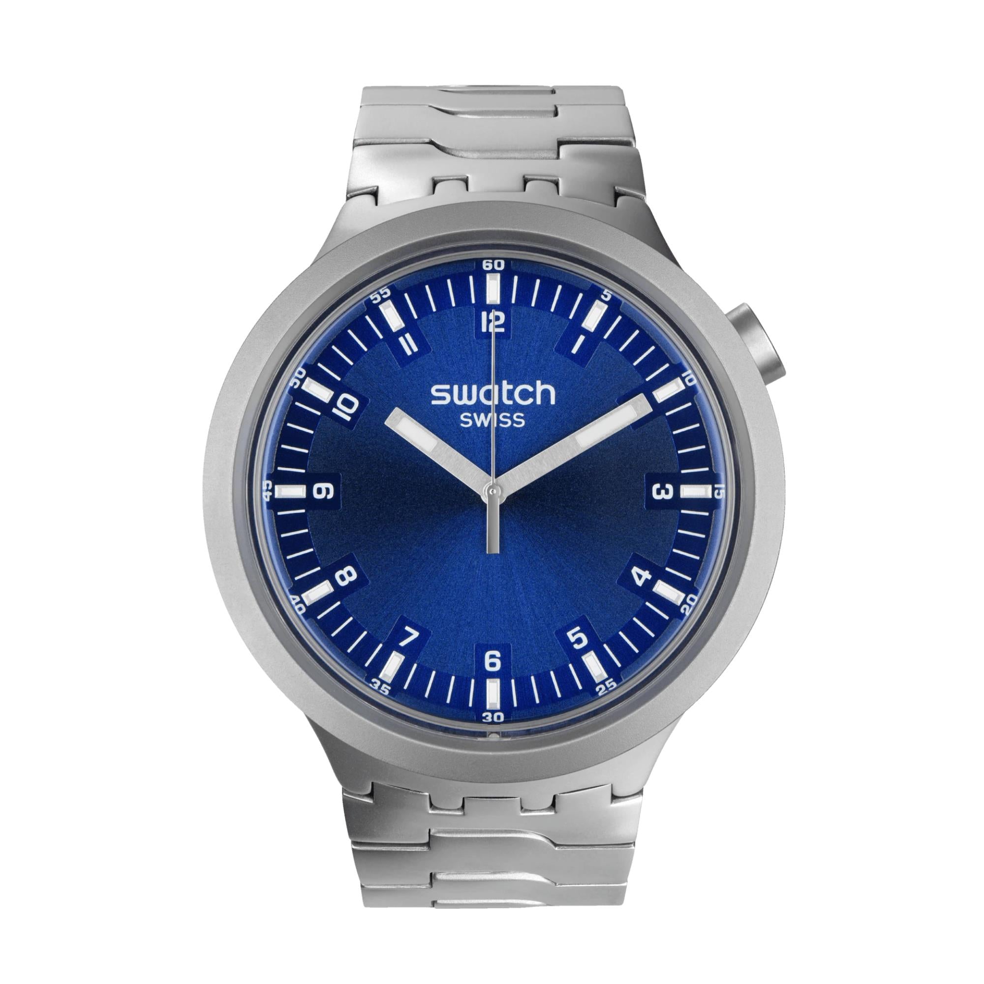 Swatch Big Bold Irony Indigo Hour Quartz Blue Dial Stainless Steel Bracelet Unisex Watch SB07S102G