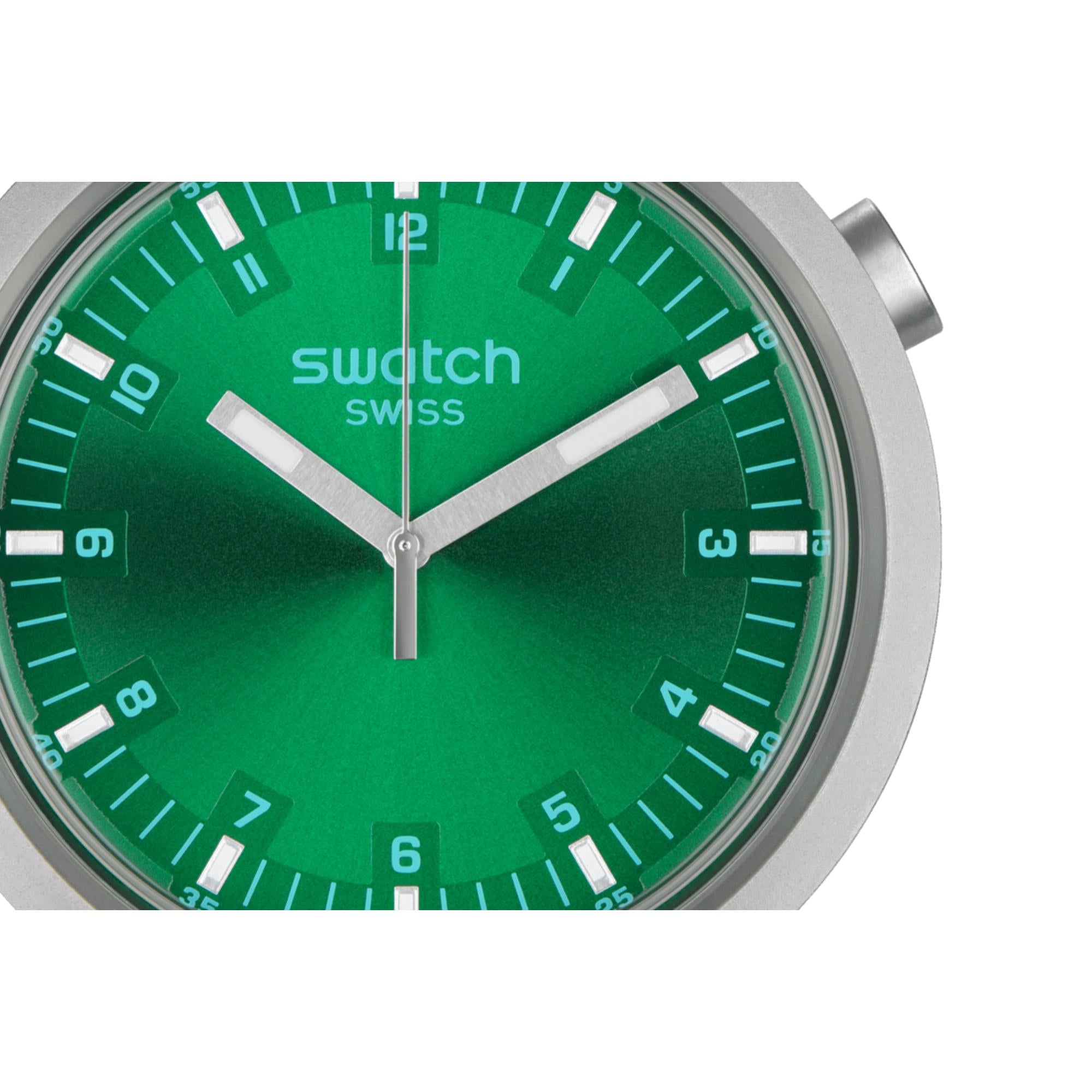 Swatch Big Bold Irony Forest Face Quartz Green Dial Stainless Steel Bracelet Unisex Watch SB07S101G