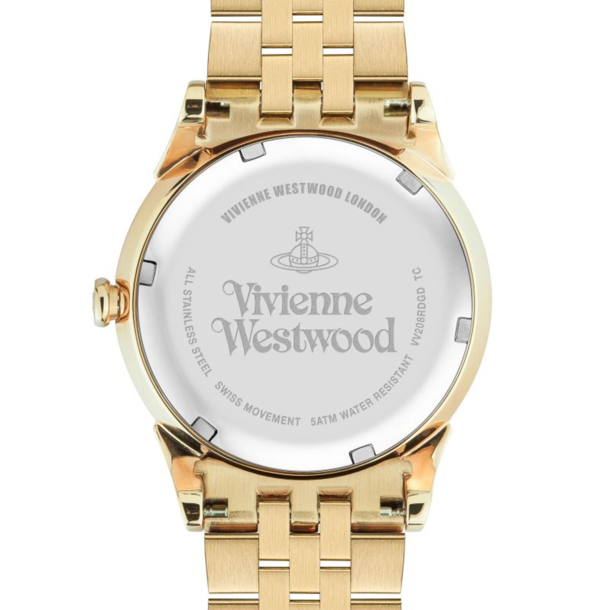Vivienne Westwood Wallace Quartz Movement Orange Dial Stainless Steel Bracelet Ladies Watch VV208RDGD