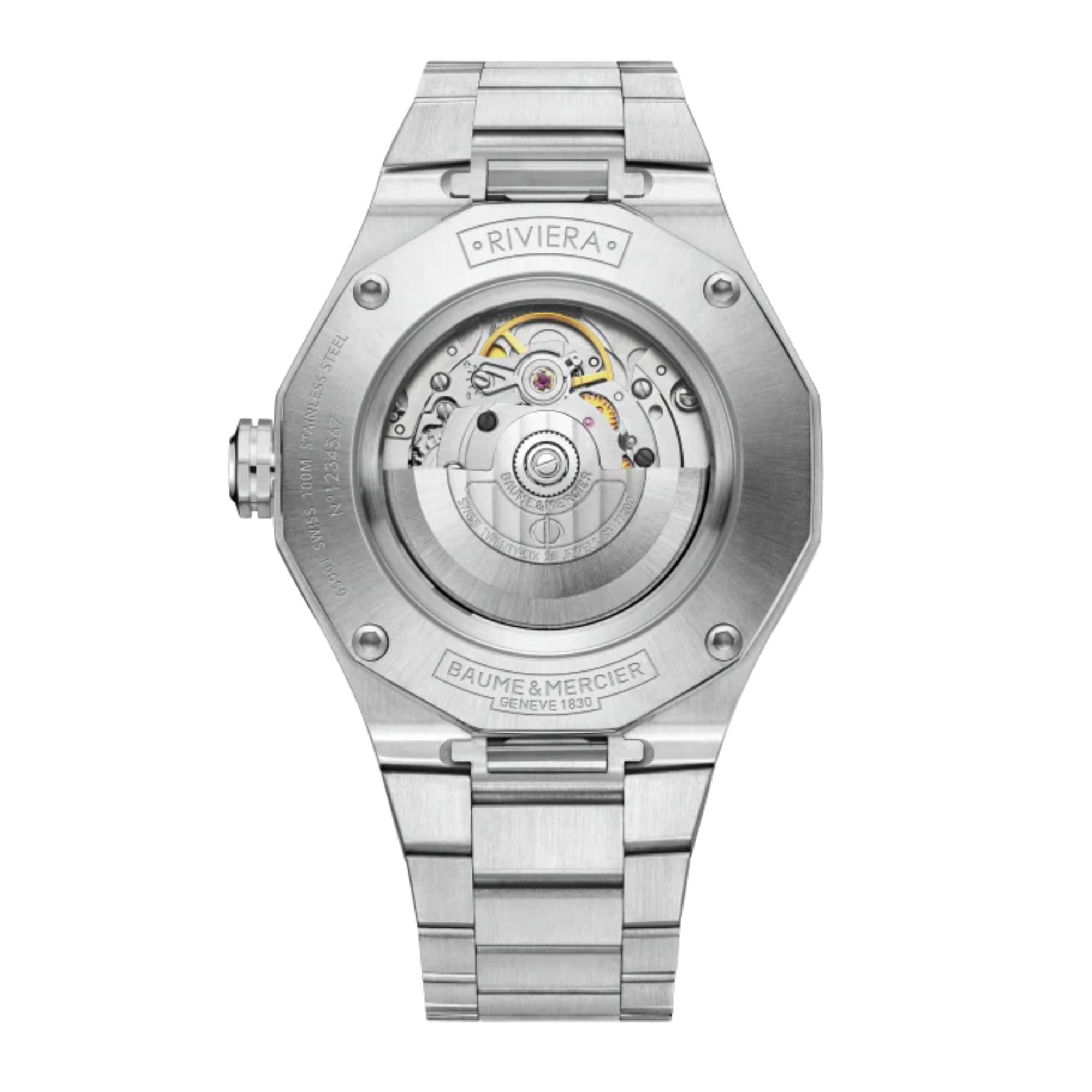 Baume & Mercier Riviera ?Swiss Made" Automatic Black Dial Stainless Steel Bracelet Men?s Watch BM0A10621