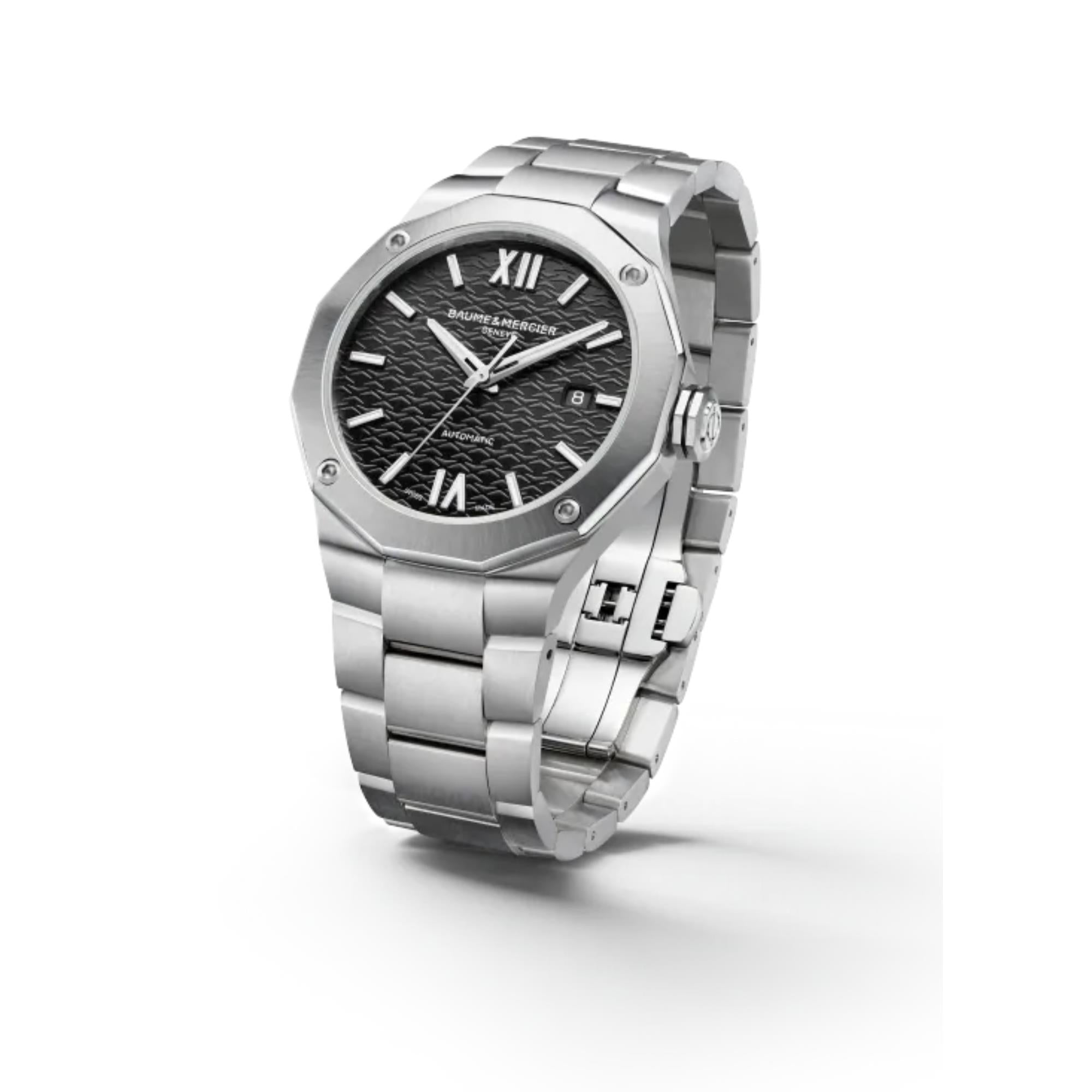 Baume & Mercier Riviera ?Swiss Made" Automatic Black Dial Stainless Steel Bracelet Men?s Watch BM0A10621