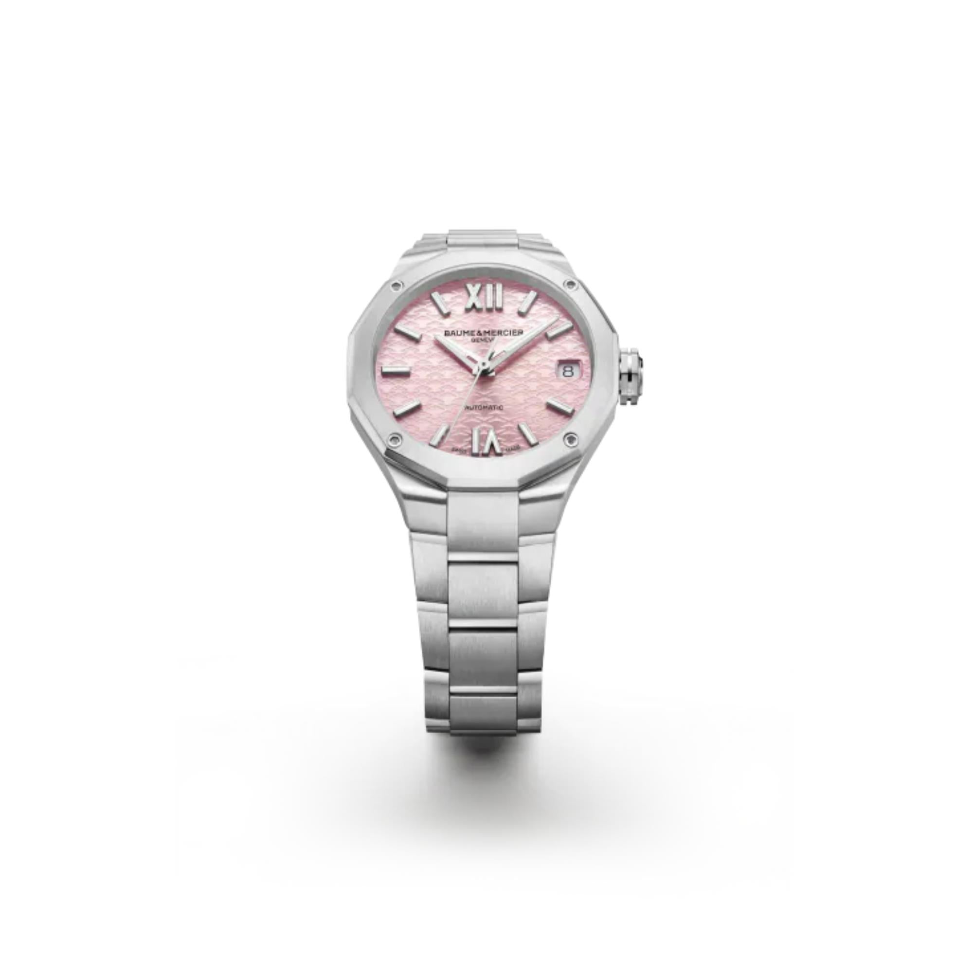 Baume & Mercier Riviera Swiss-made Automatic Pink Dial Stainless Steel Bracelet Ladies Watch BM0A10675