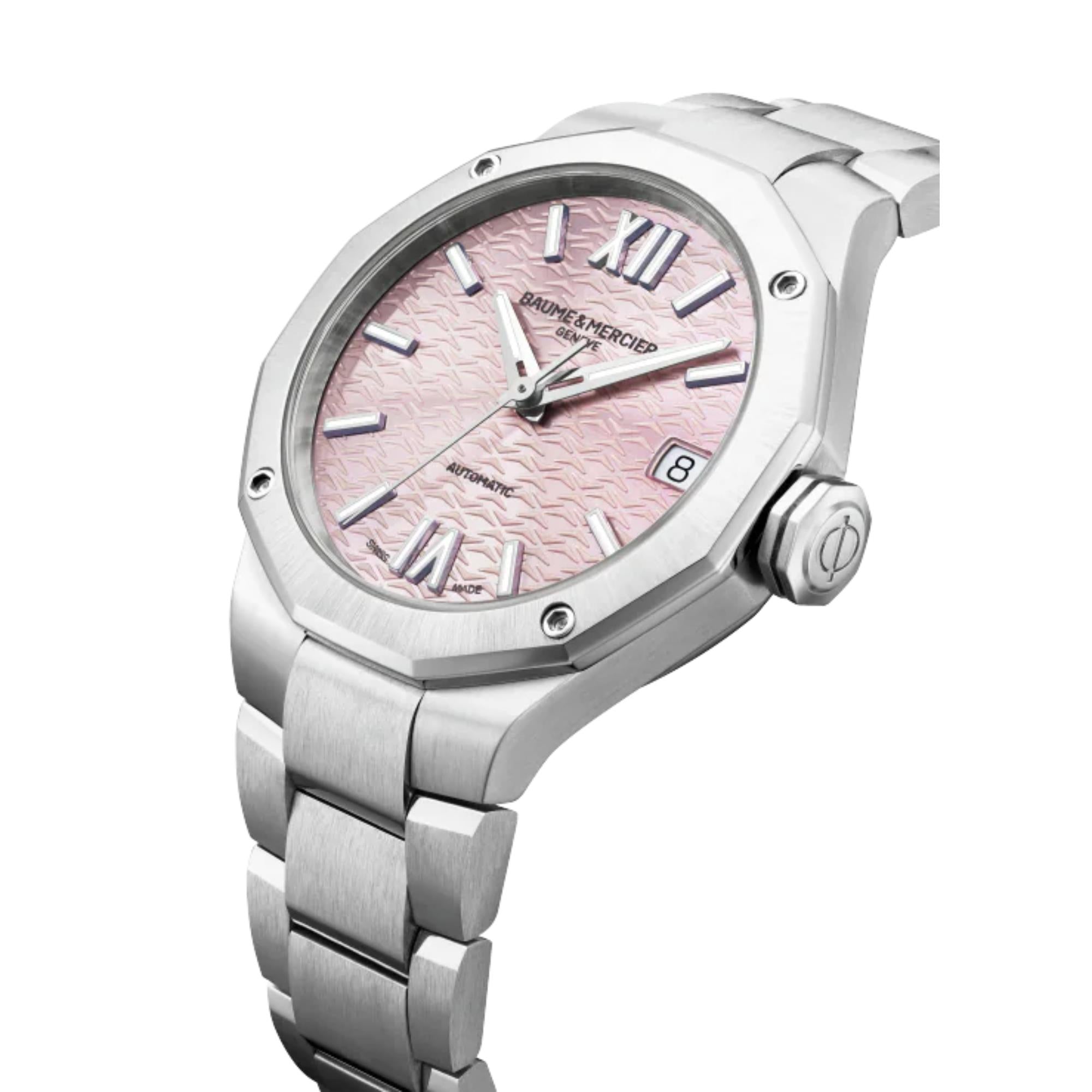 Baume & Mercier Riviera Swiss-made Automatic Pink Dial Stainless Steel Bracelet Ladies Watch BM0A10675