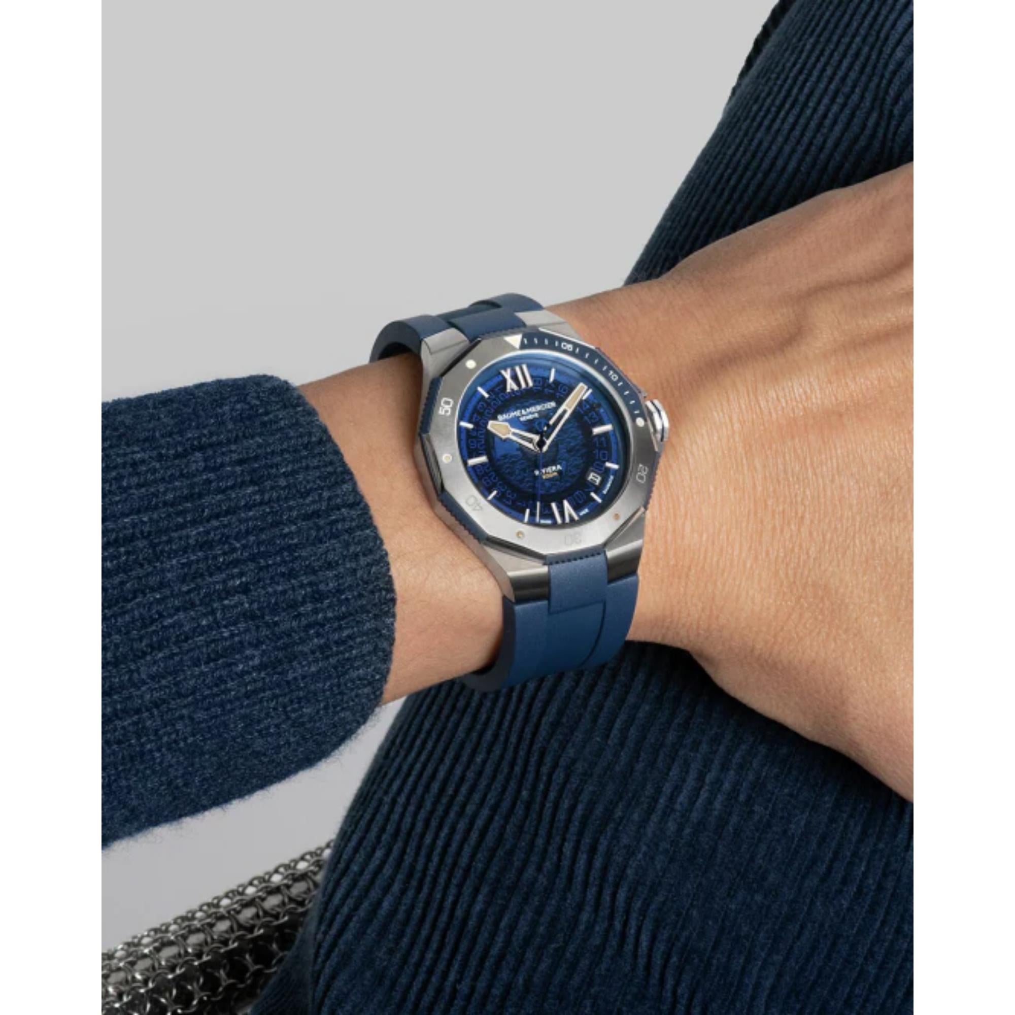 Baume & Mercier Riviera Baumatic Automatic Blue Dial Blue Rubber Strap Men’s Watch BM0A10716