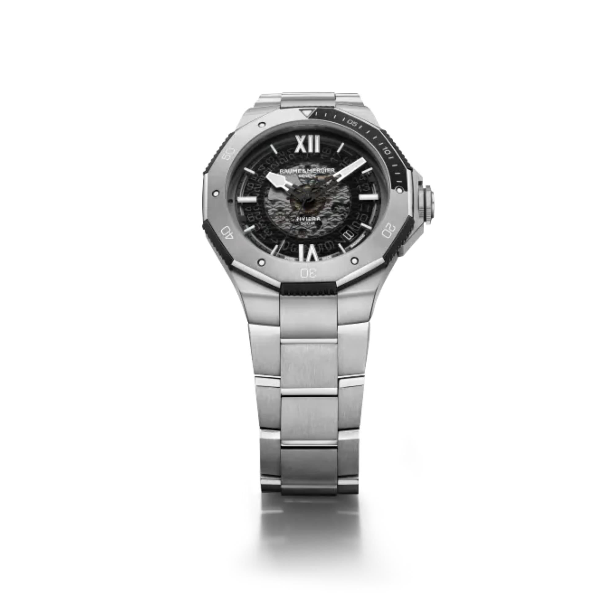 Baume & Mercier Riviera Baumatic Automatic Black Dial Stainless Steel Bracelet Men?s Watch BM0A10717