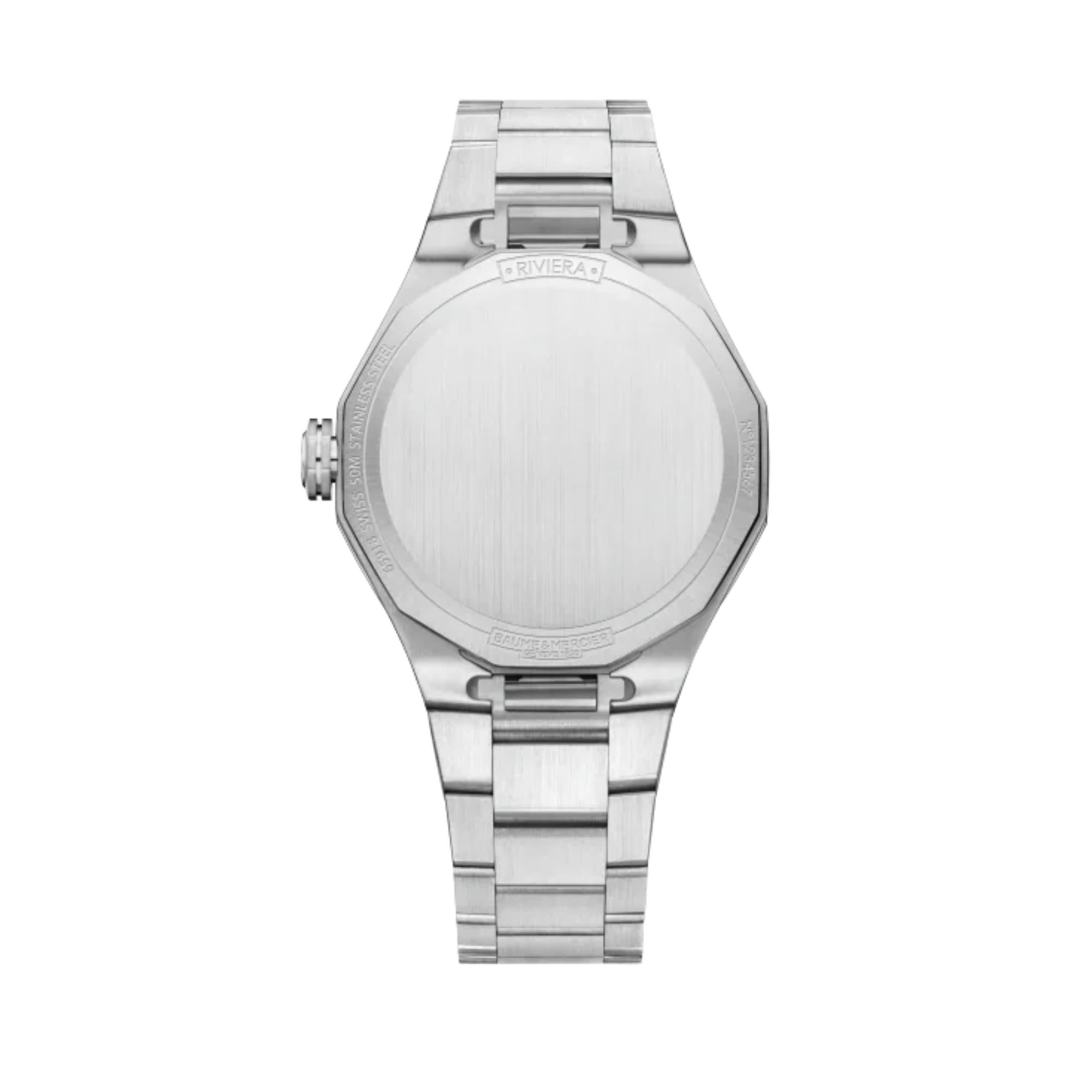 Baume & Mercier Riviera "Swiss Made" Quartz Purple Dial Stainless Steel Strap Women's Watch BM0A10728