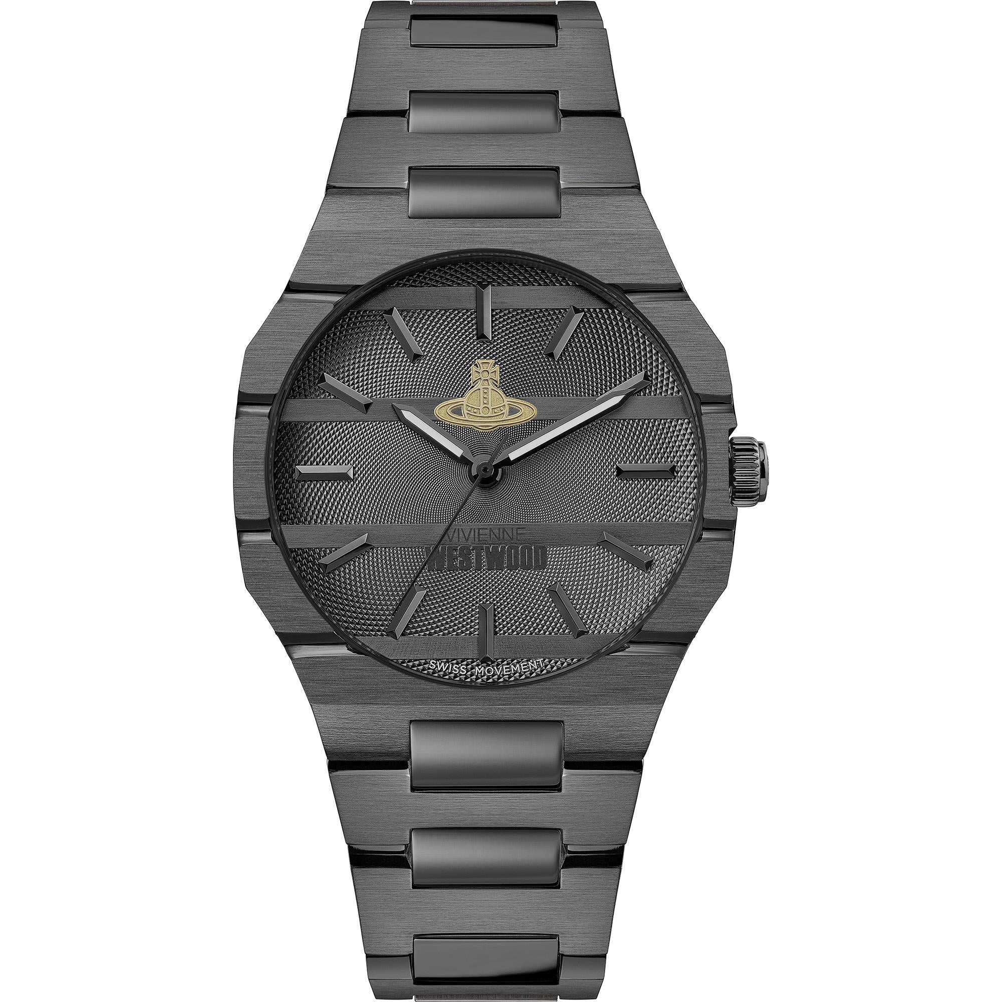 Vivienne Westwood The Bank Quartz Black Dial Steel Strap Unisex Watch VV294GYGN