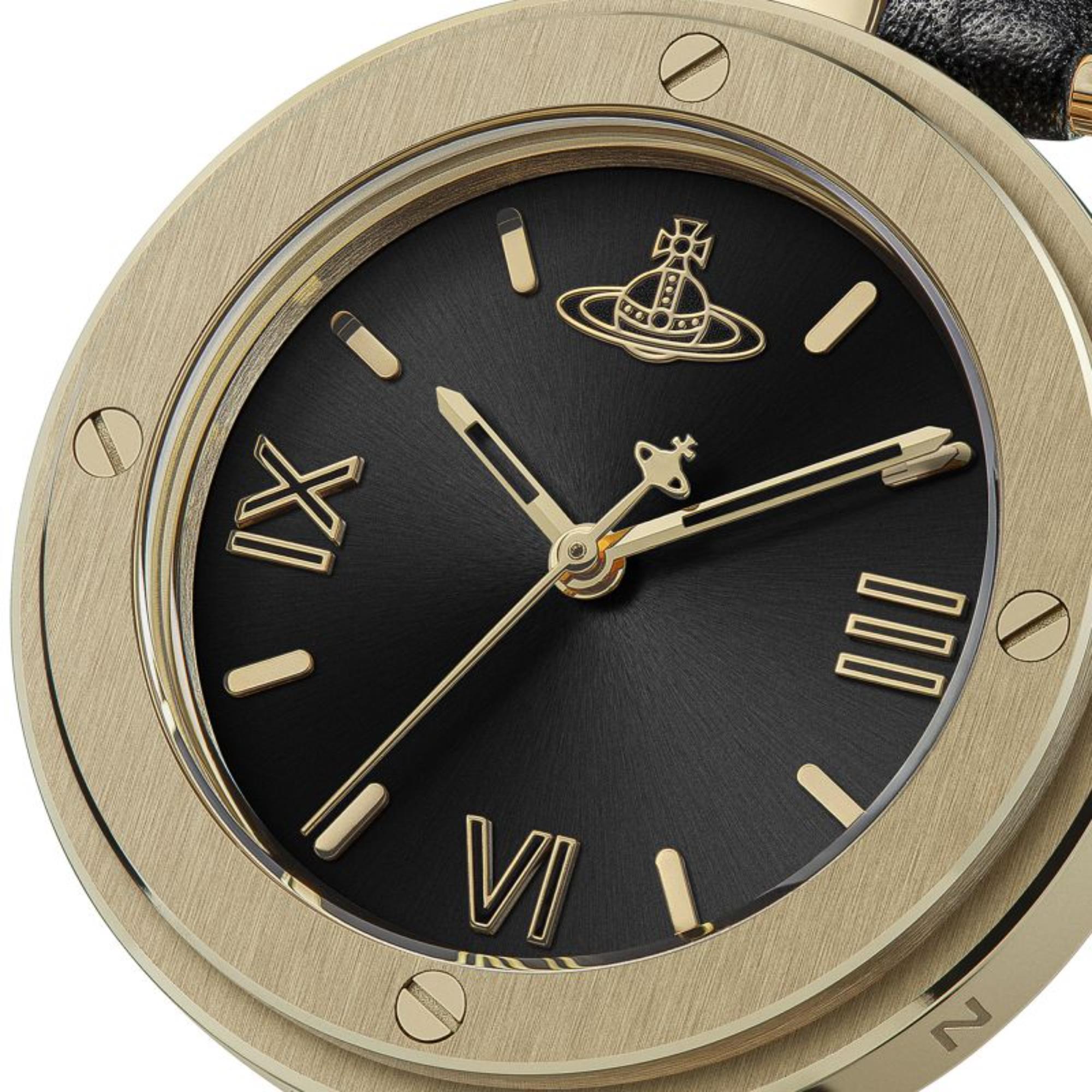 Vivienne Westwood Whitehall Quartz Black Dial Black Leather Strap Ladies Watch VV287BKBK