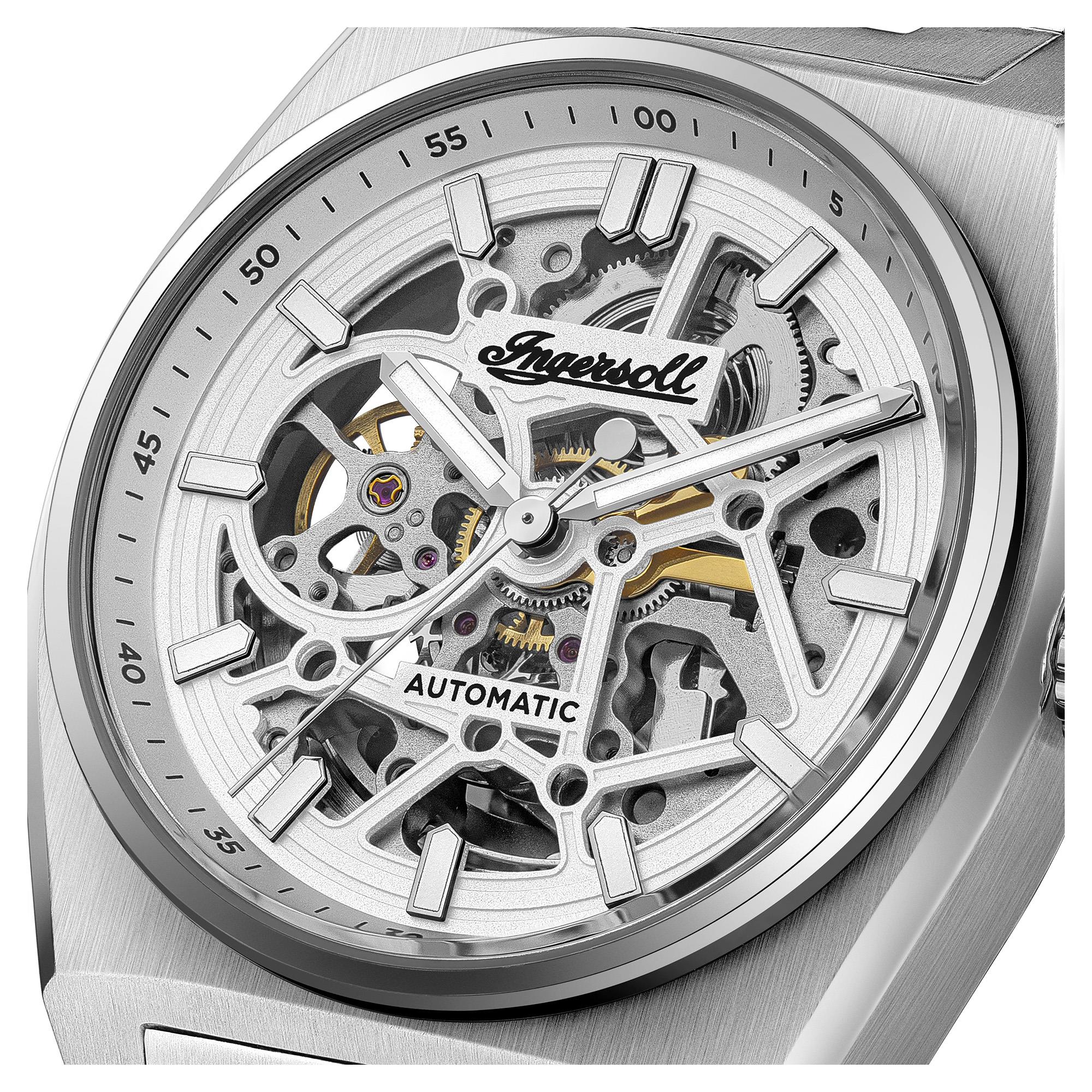 Ingersoll The Vert Automatic Silver Skeleton Dial Stainless Steel Bracelet Men's Watch I14303