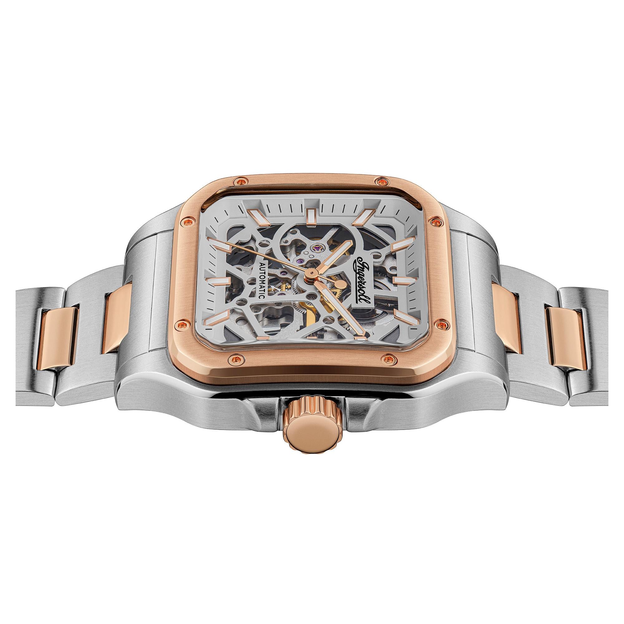 Ingersoll The Ollie Automatic Grey Skeleton Dial Two-Tone Stainless Steel Bracelet Men's Watch I14502