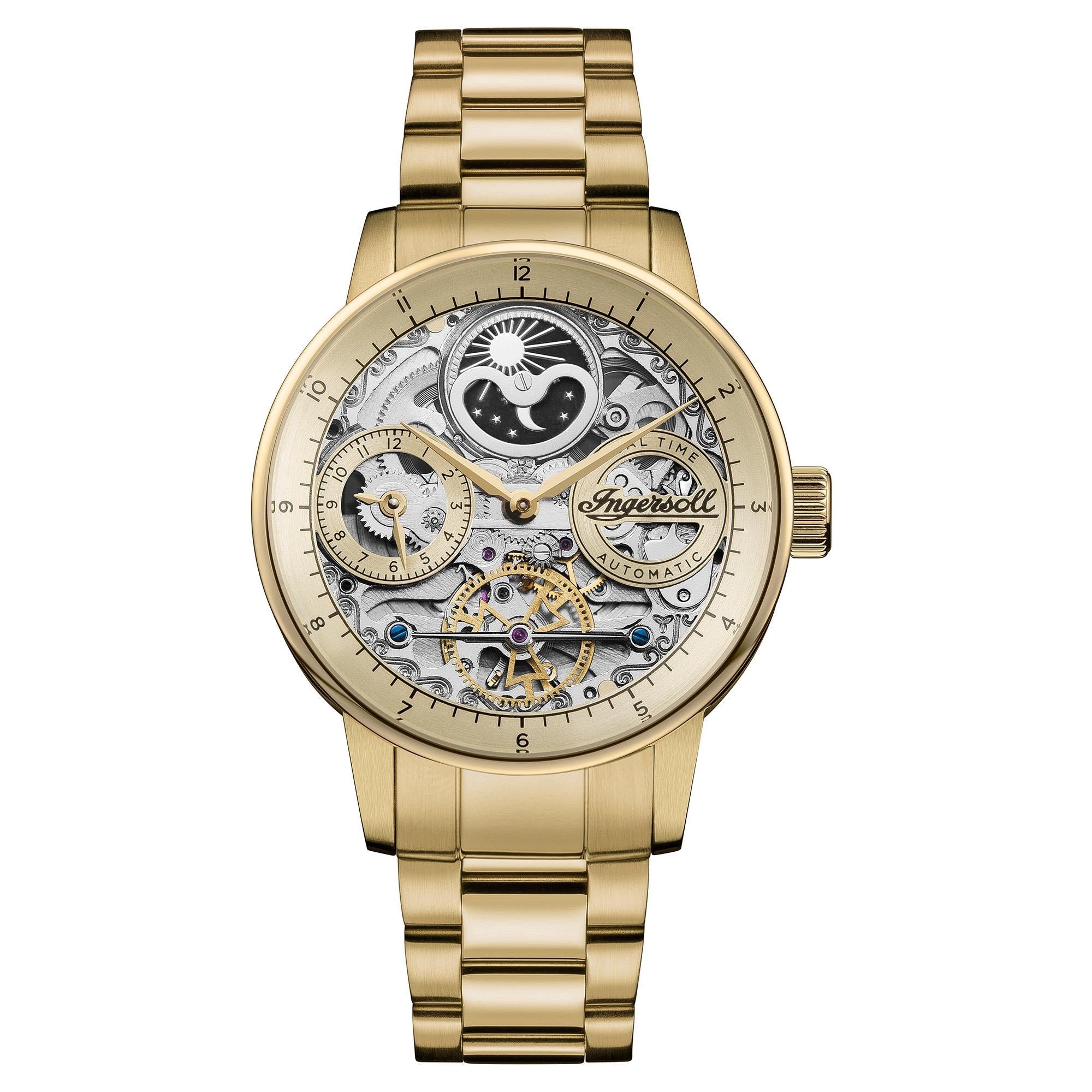 Ingersoll The Jazz Automatic Gold Dial Gold Stainless Steel Bracelet Men's Watch I07711