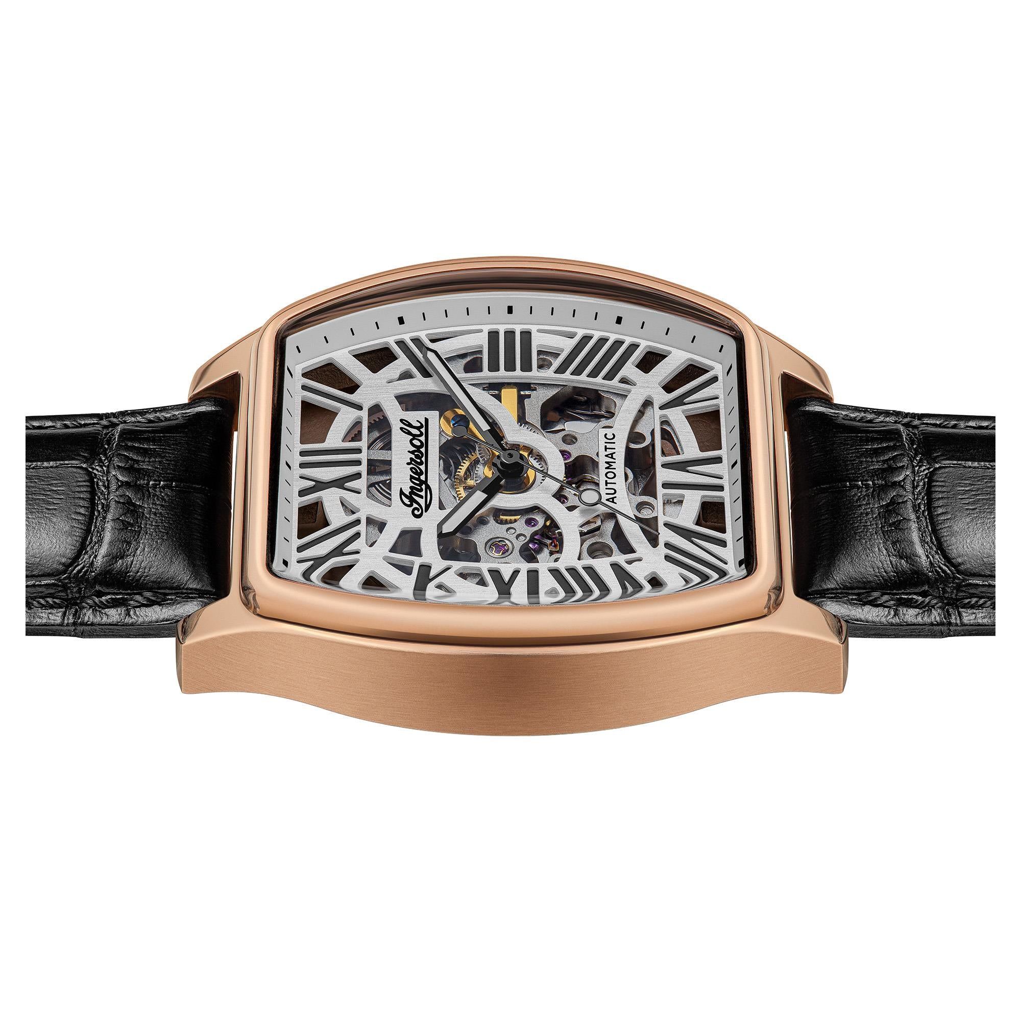 Ingersoll The California Automatic Black Skeleton Dial Black Leather Strap Men's Watch I14201