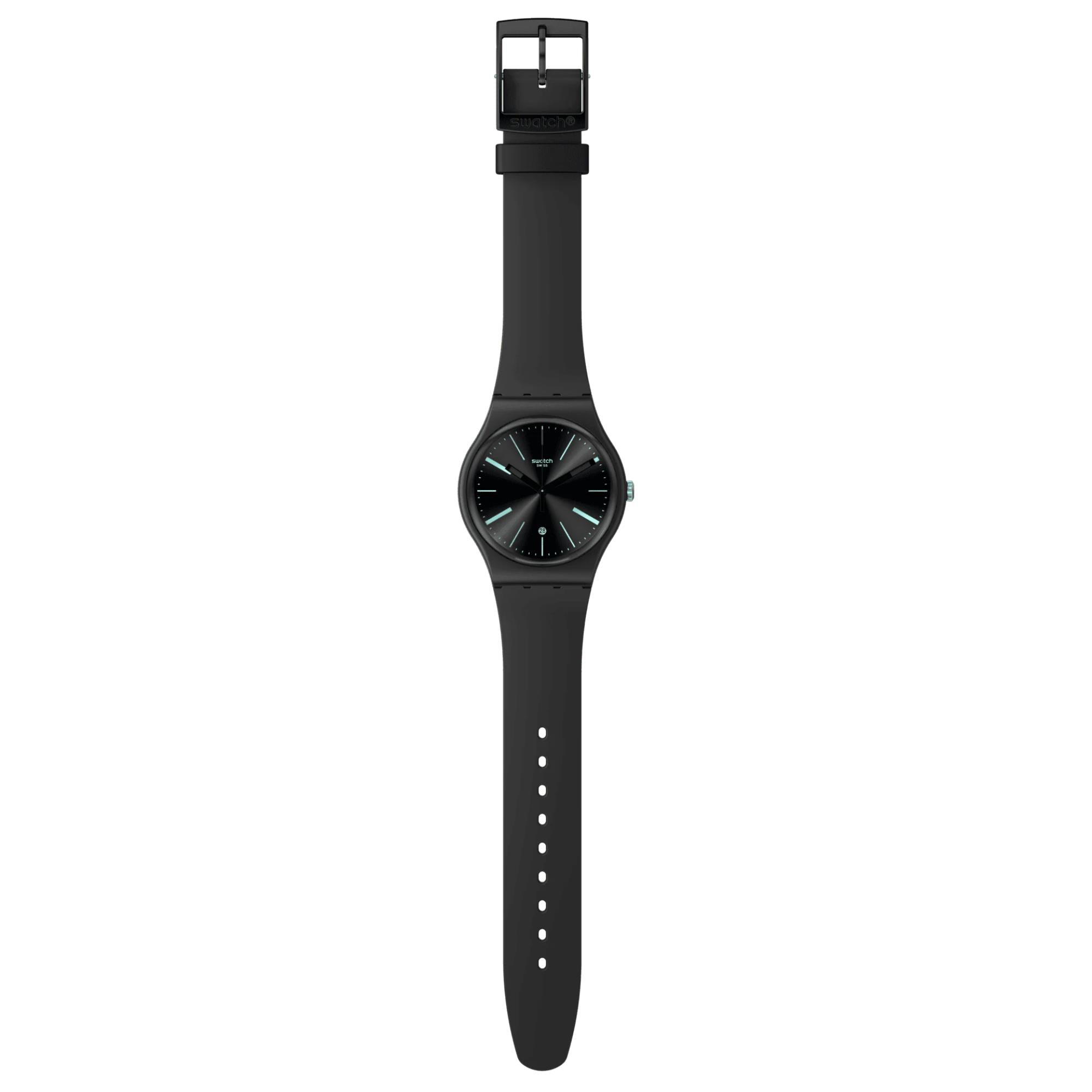 Swatch Holiday Collection A Dash Of Green Black Dial Silicone Strap Unisex Watch SO29B404