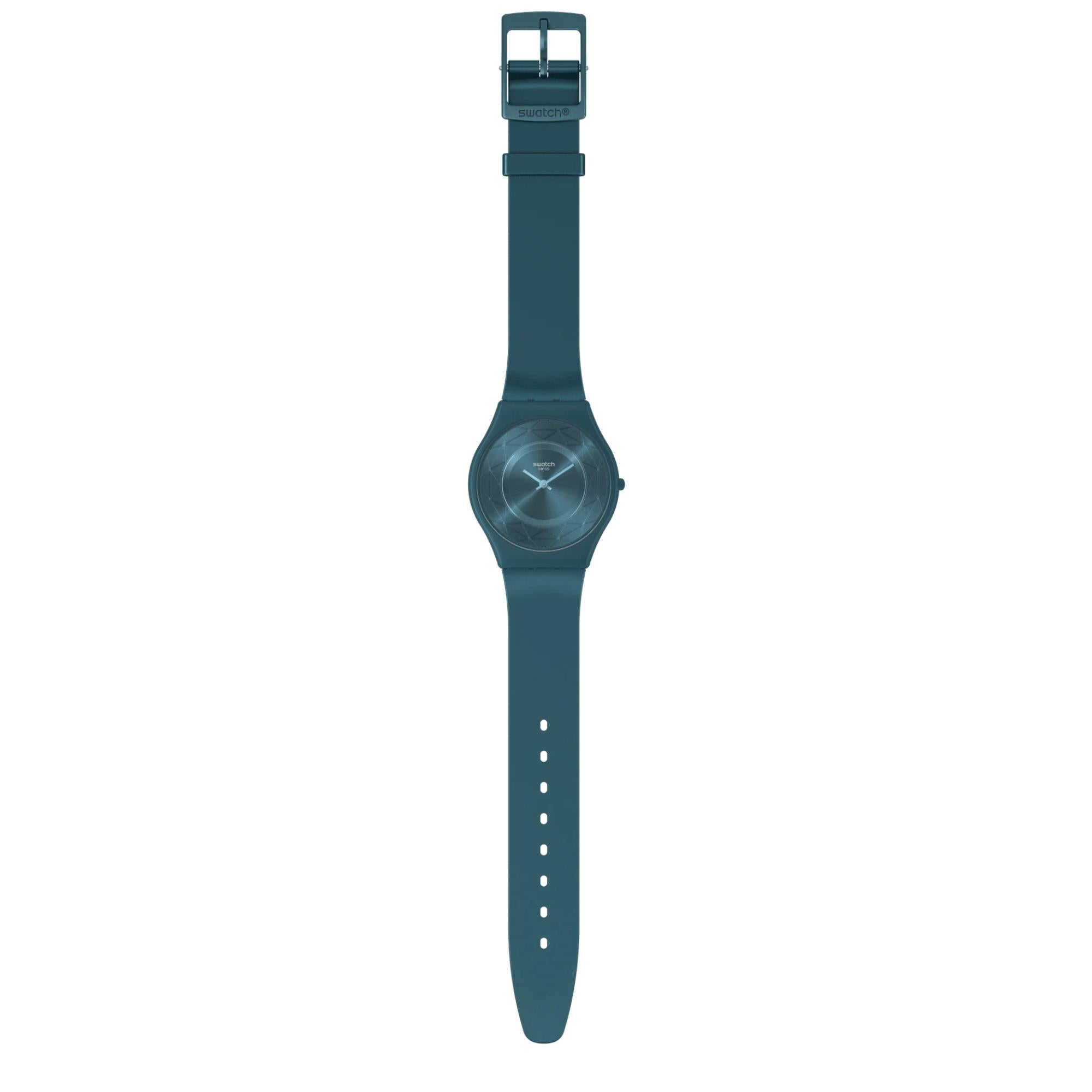 Swatch Holiday Collection Auric Whisper Quartz Green Dial Silicone Strap Unisex Watch SS08N116