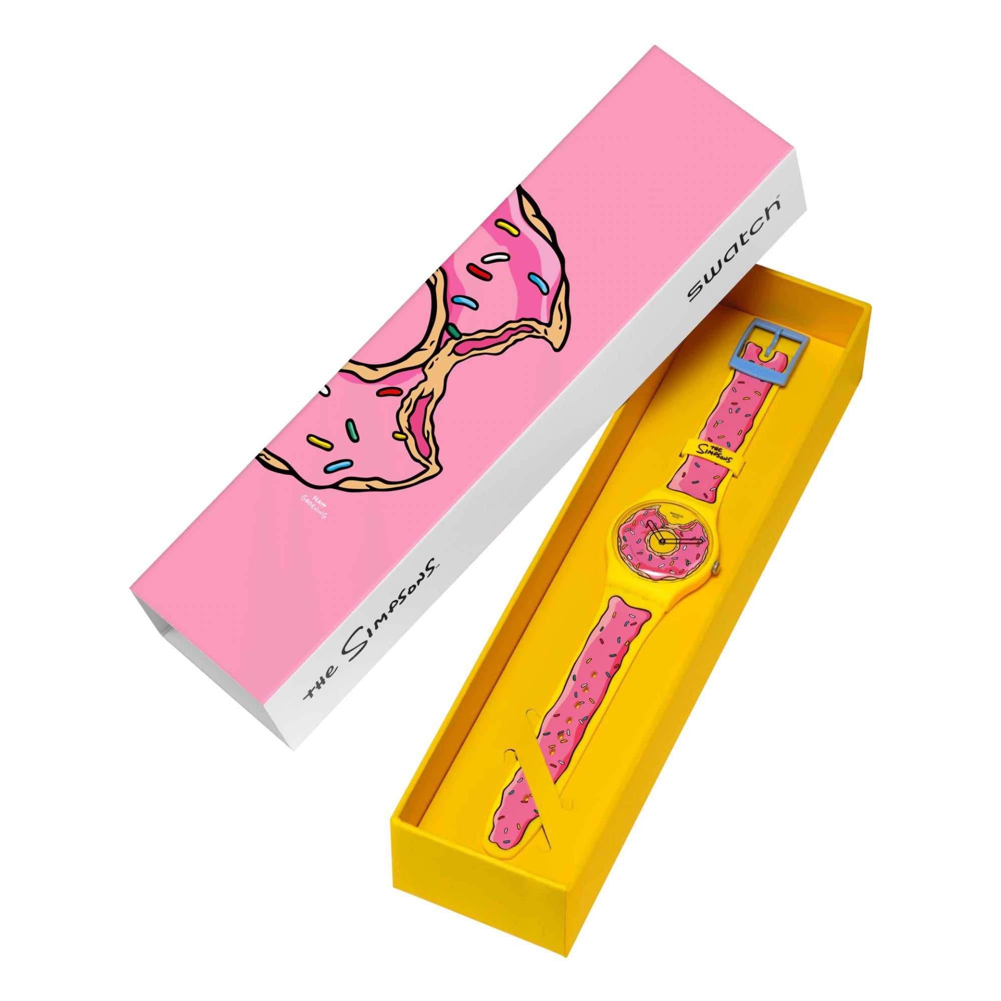 Swatch The Simpsons Collection Seconds Of Sweetness Quartz Yellow Dial Silicone Strap Unisex Watch SO29Z134
