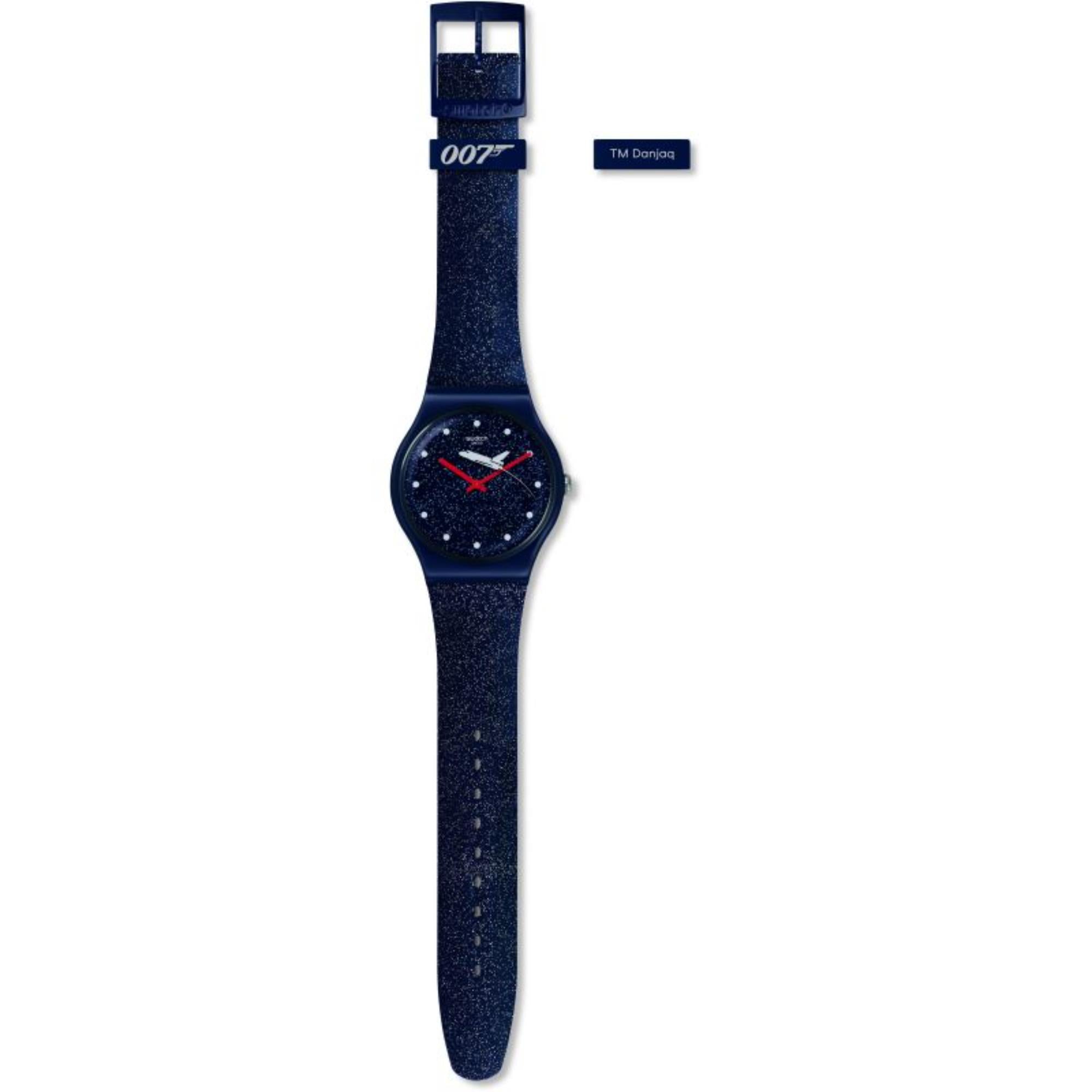 Swatch James Bond Moonraker 1979 Limited Special Edition Blue Dial Silicone Space Strap Unisex Watch SUOZ305