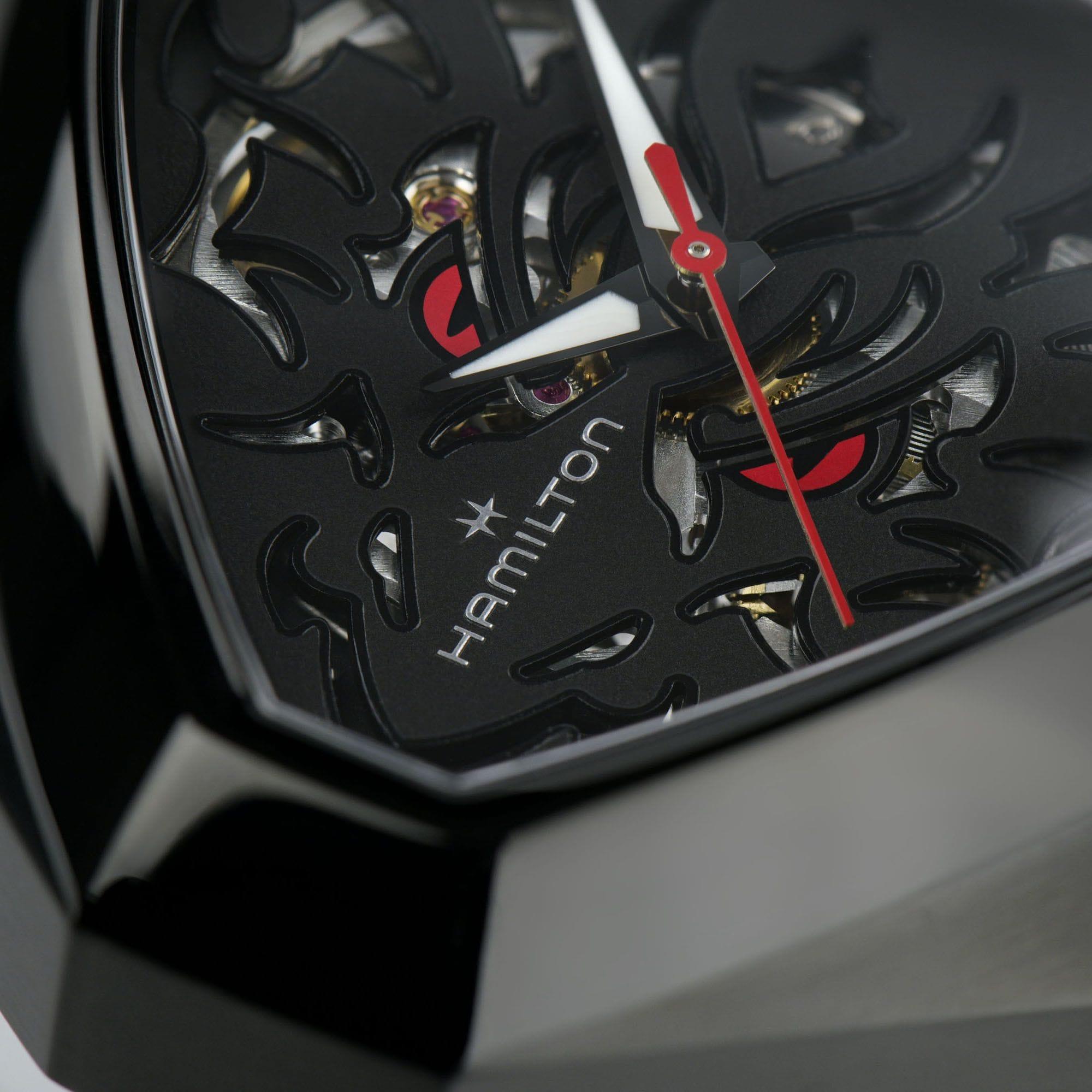 Hamilton Ventura Elvis80 Skeleton Automatic Black Dial Black Rubber Strap Men’s Watch H24535332